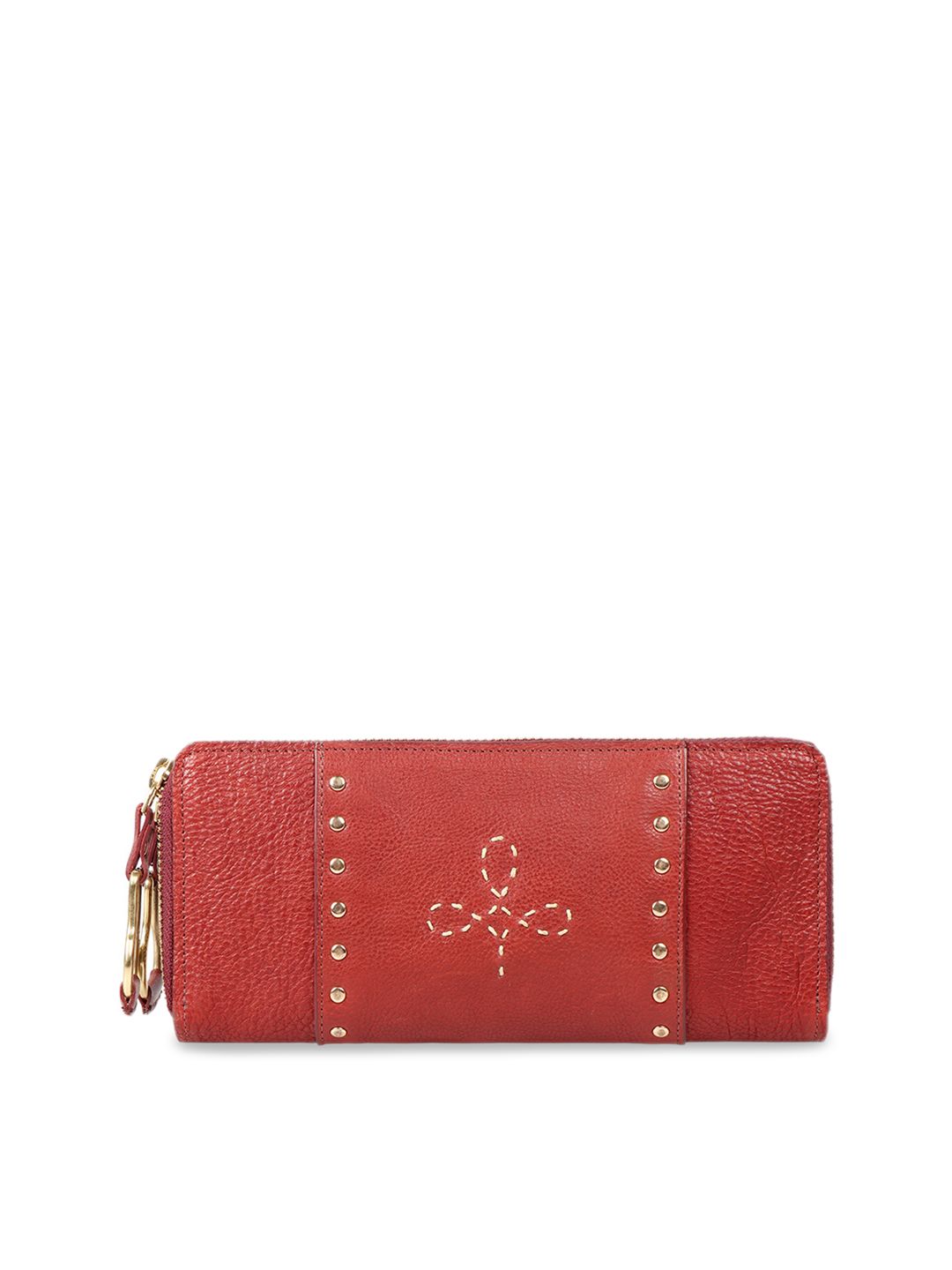 Hidesign Women Red Solid Leather Zip Around Wallet Price in India