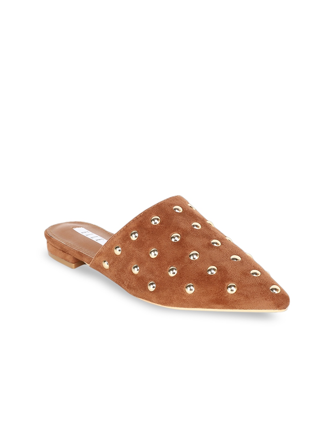 ELLE Women Brown Embellished Mules Price in India