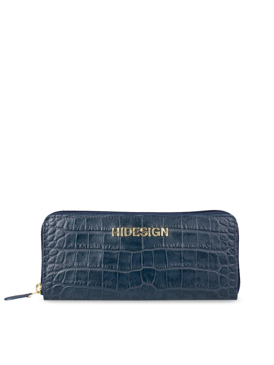 Hidesign Women Blue Crocodile Skin Textured Leather Zip Around Wallet Price in India