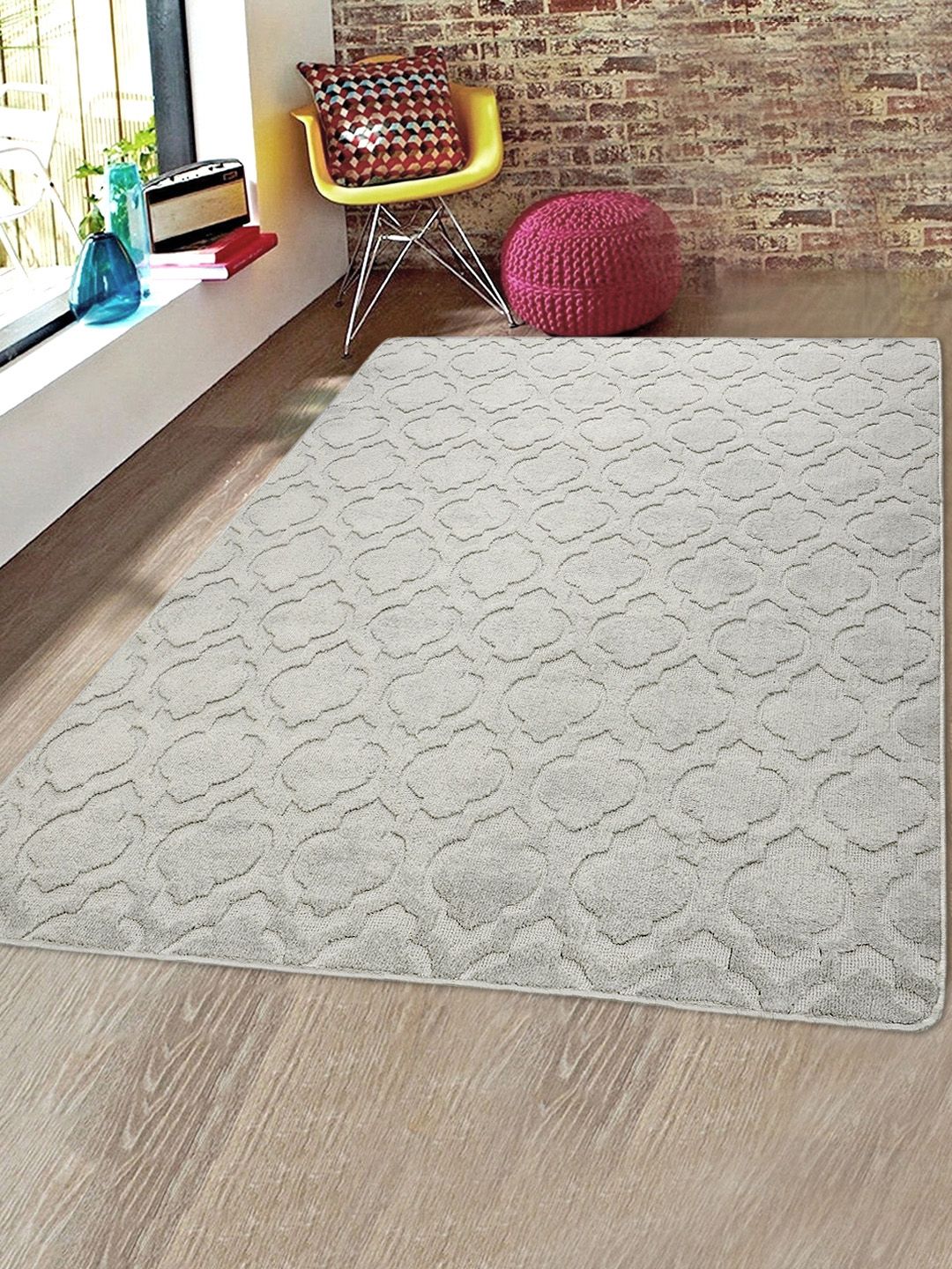 Saral Home Grey Solid Microfiber Anti-Skid Carpet Price in India