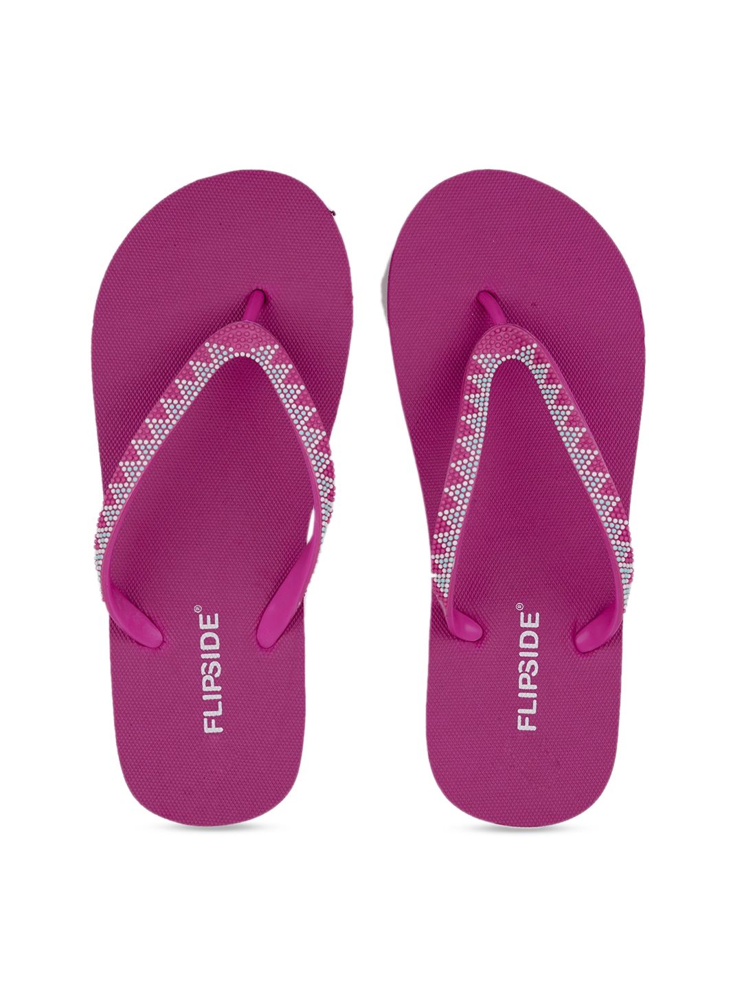 Flipside Women Magenta & White Self Design Thong Flip-Flops Price in India