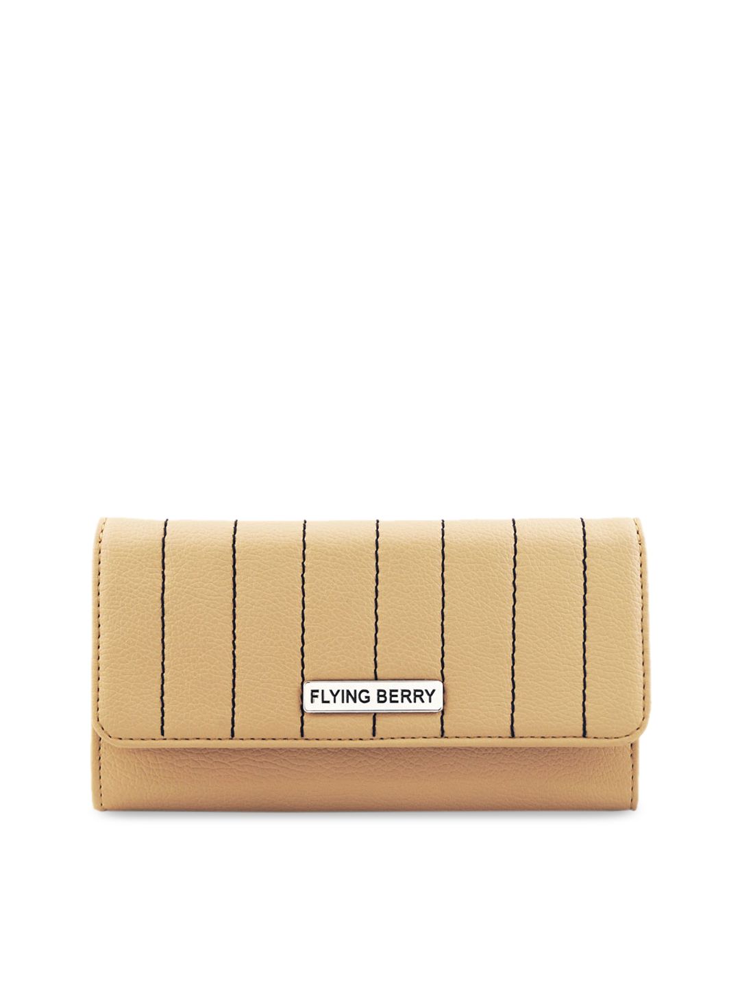 FLYING BERRY Women Beige Striped Two Fold Wallet Price in India