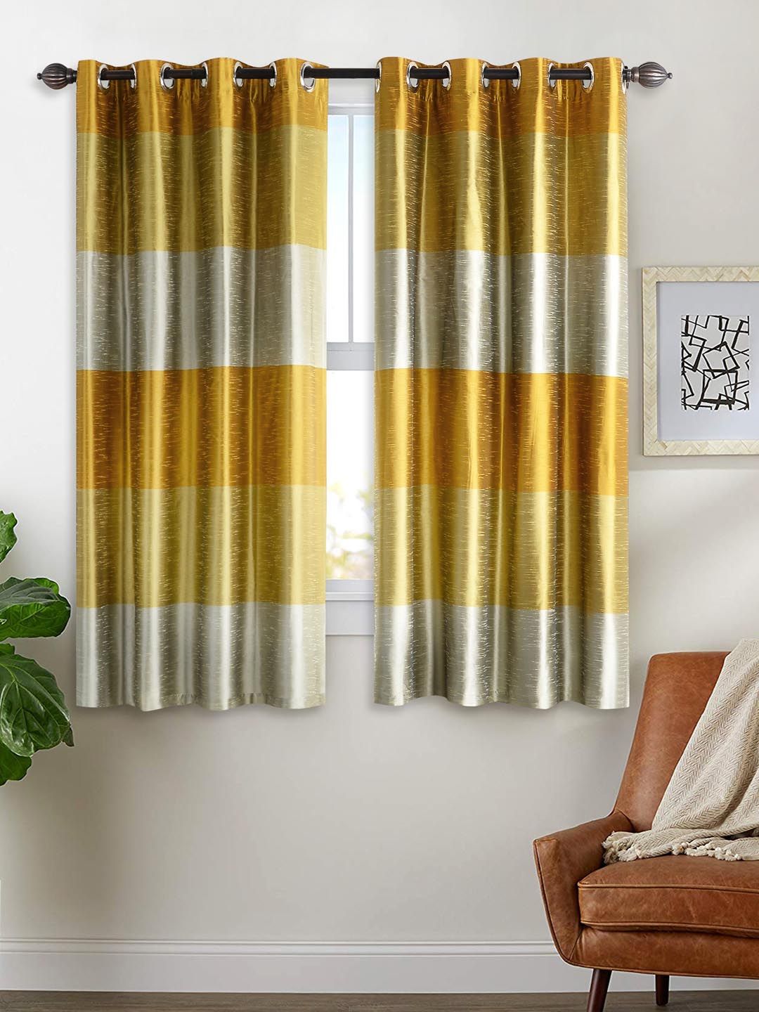 Deco Window Yellow Set of 2 Curtains Price in India