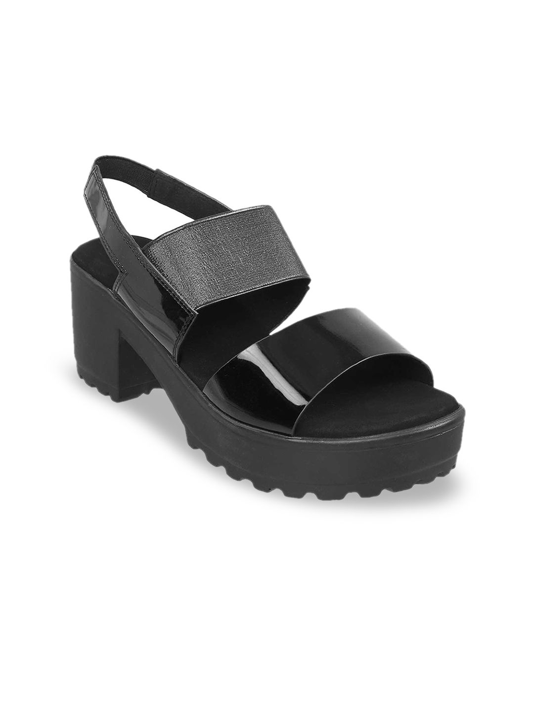 Metro Women Black Solid Platforms Price in India