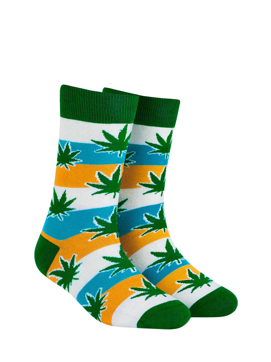 Dynamocks Unisex Green & Blue Patterned Calf-Length Socks