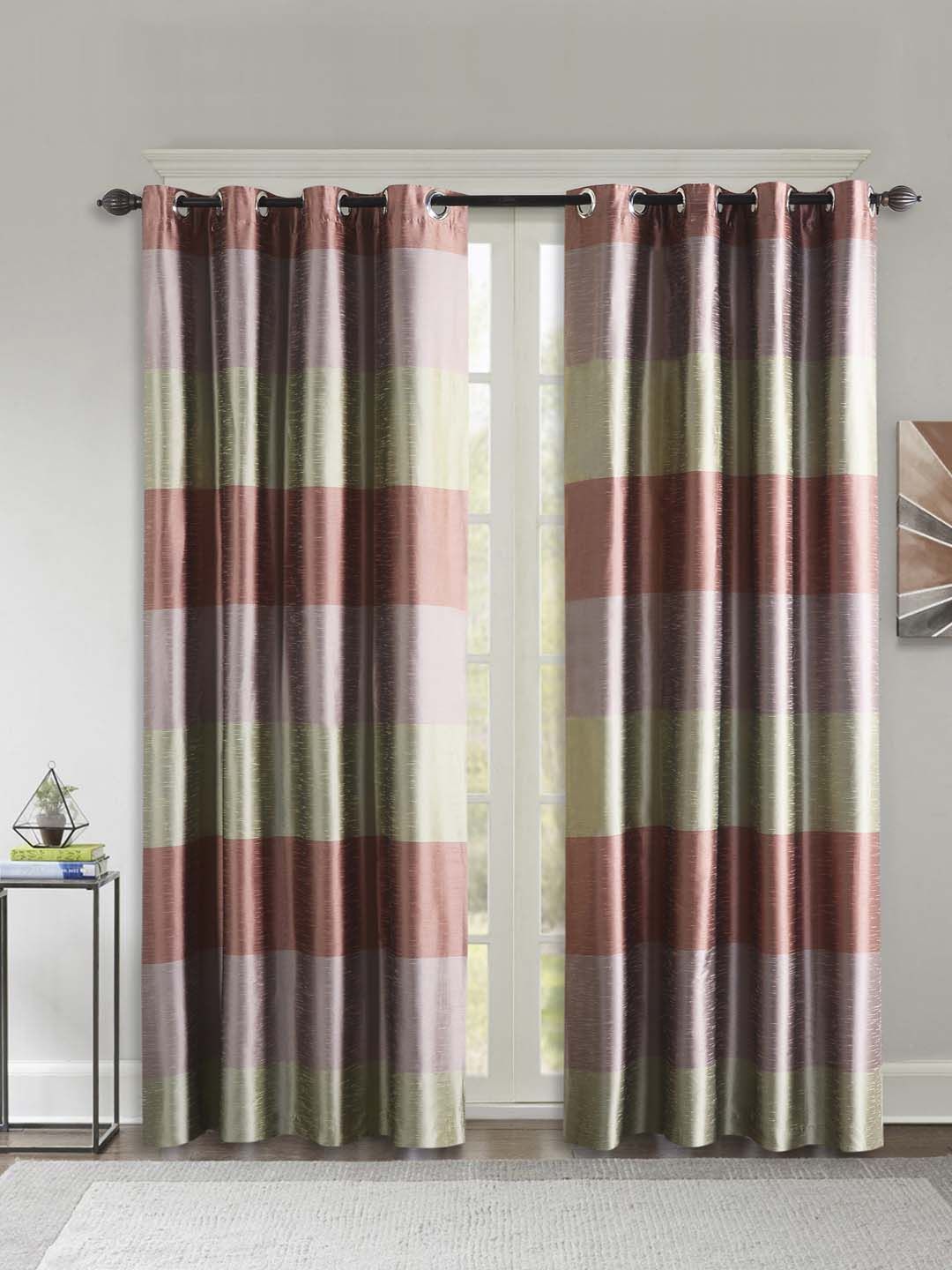 Deco Window Rose Gold-Coloured  & Pink Set of 2 Black Out Door Curtains Price in India