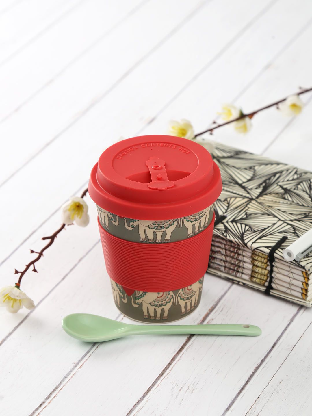 India Circus by Krsnaa Mehta Cream-Coloured & Olive Green Bamboo Frankie Cup Price in India