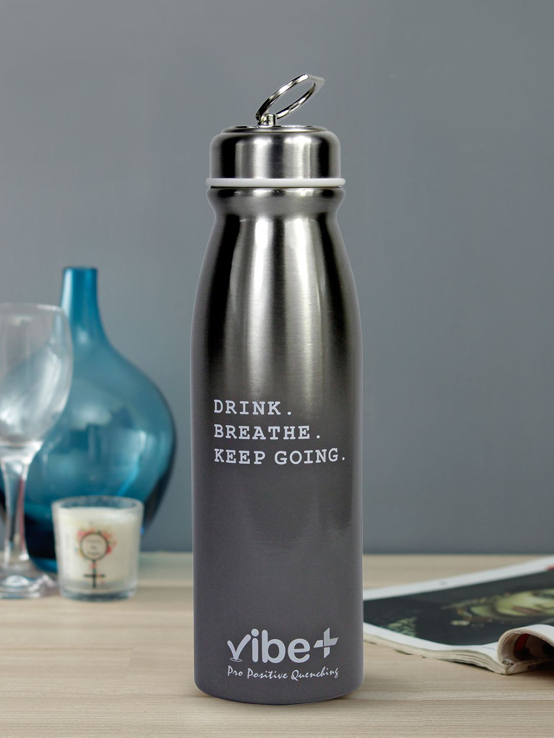Vibe Plus Unisex Grey Double Wall Stainless Steel Water Bottle 440ml Price in India