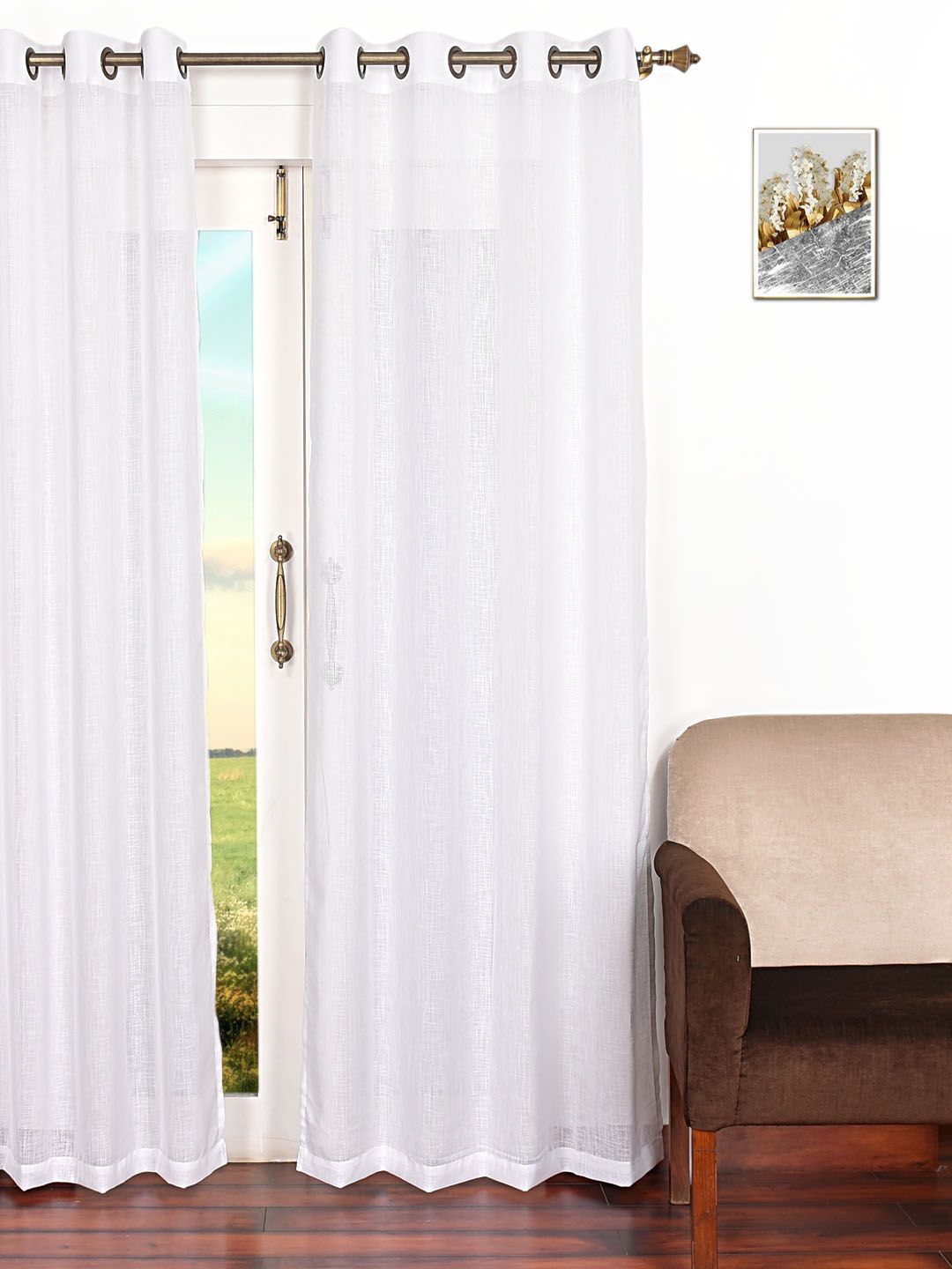 Ariana White Solid Single Sheer Long Door Curtain Price in India