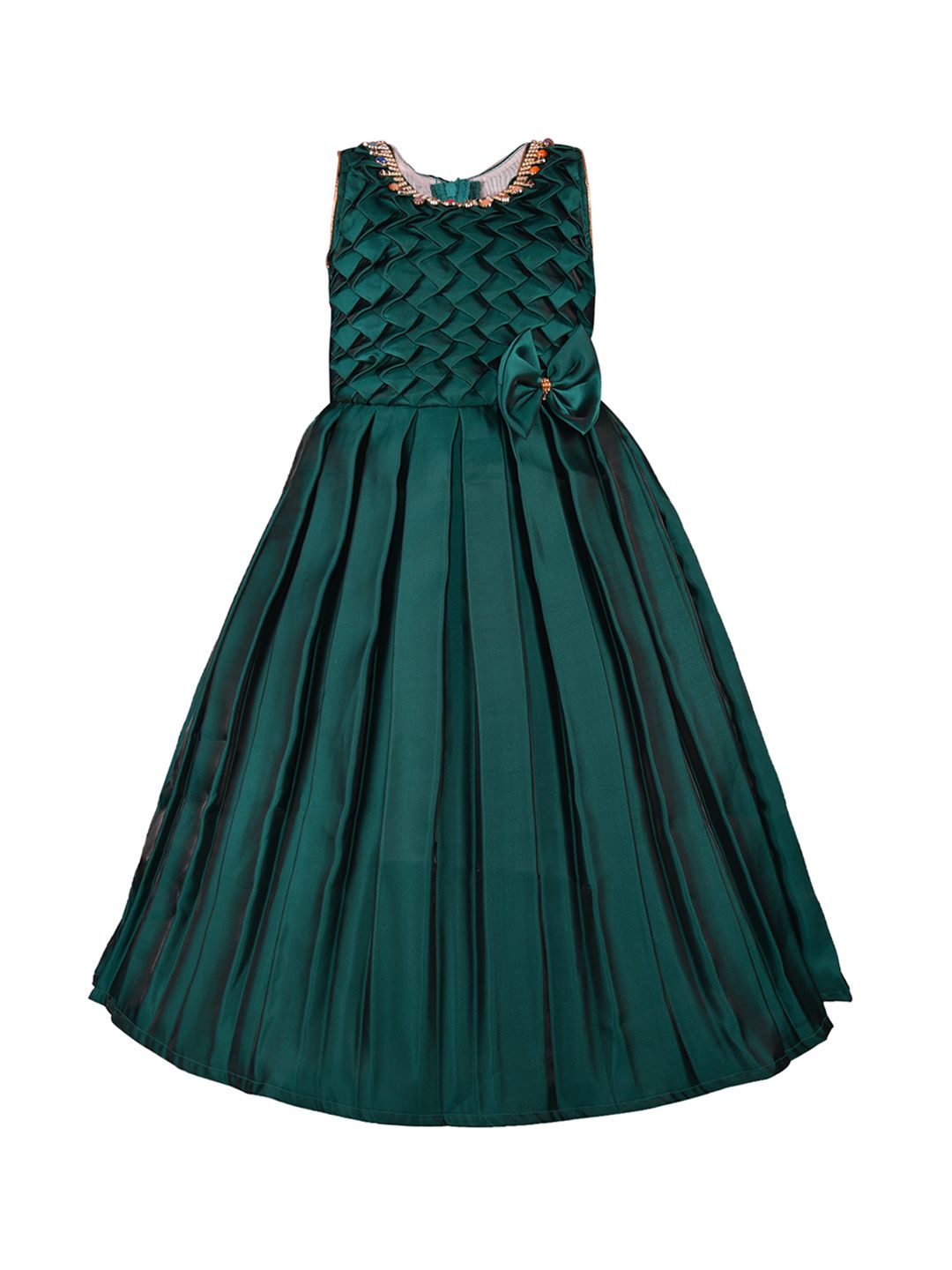 Wish Karo Girls Green Solid Maxi Dress