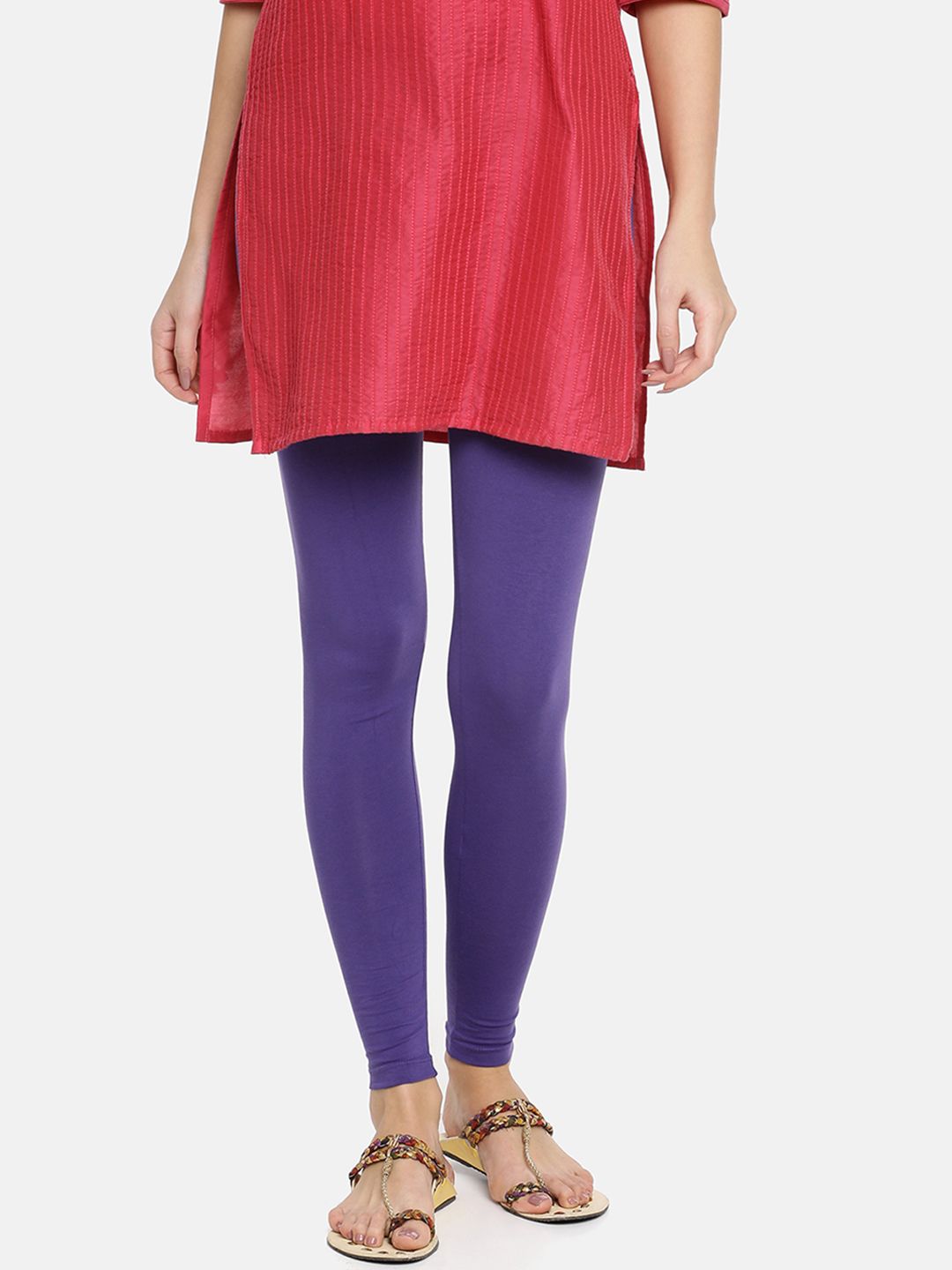TWIN BIRDS Women Purple Solid Ankle-Length Leggings Price in India