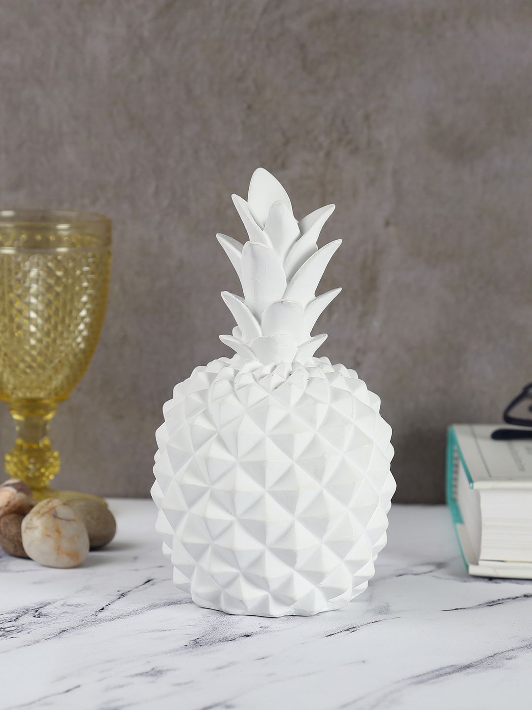 India Circus by Krsnaa Mehta White Solid Pineapple Decor Accent Showpiece Price in India
