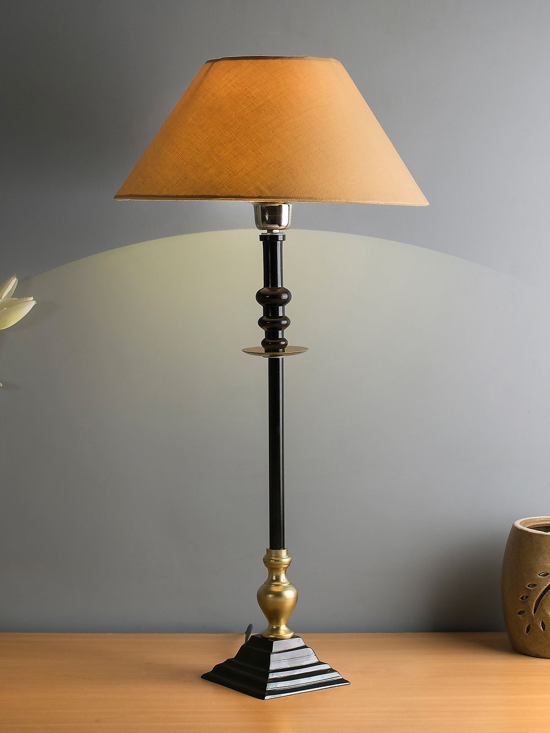 Homesake Beige Solid Contemporary Riveria Table Lamp Price in India
