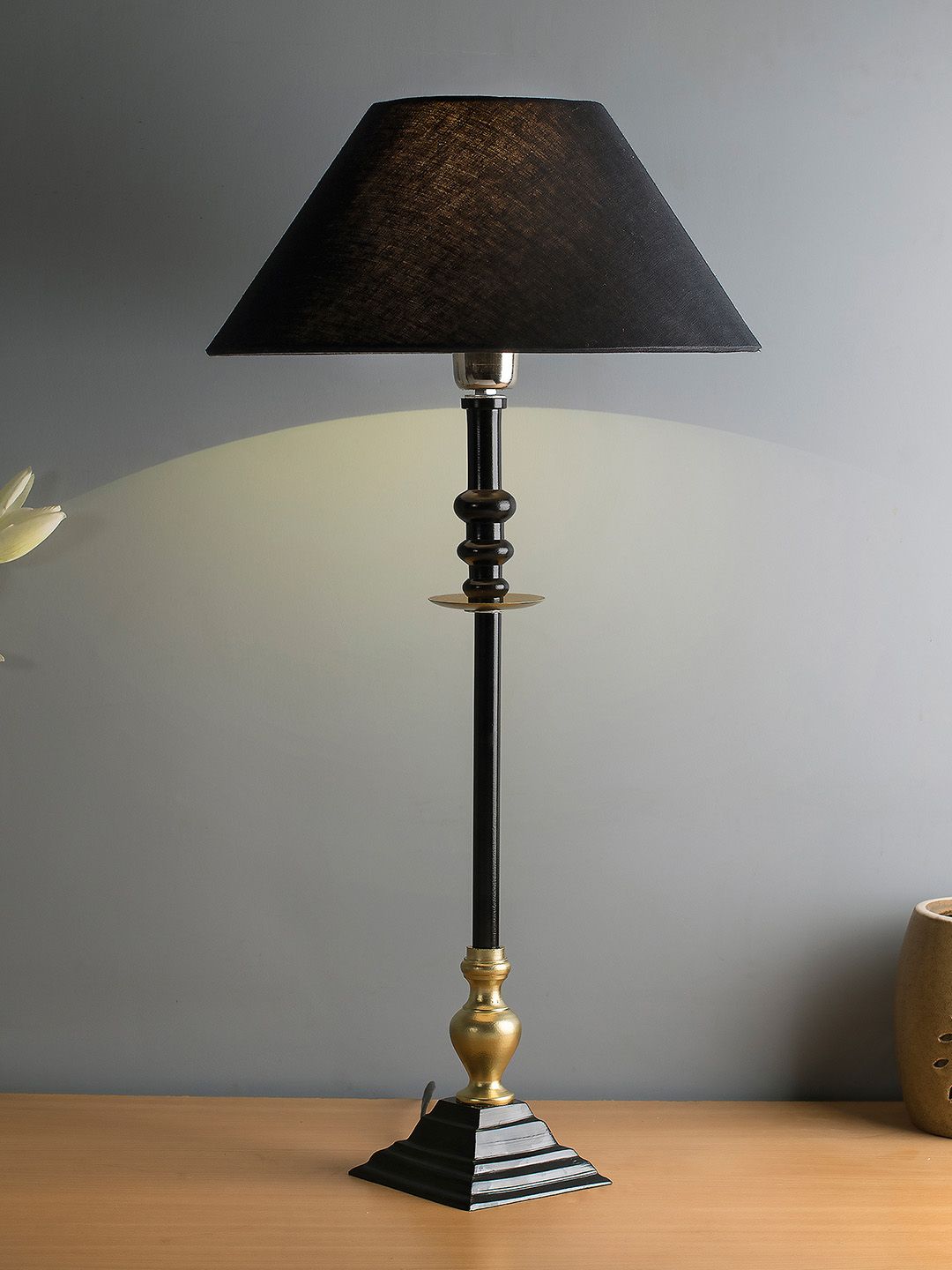 Homesake Black Solid Handcrafted Riveria Table Lamp Price in India