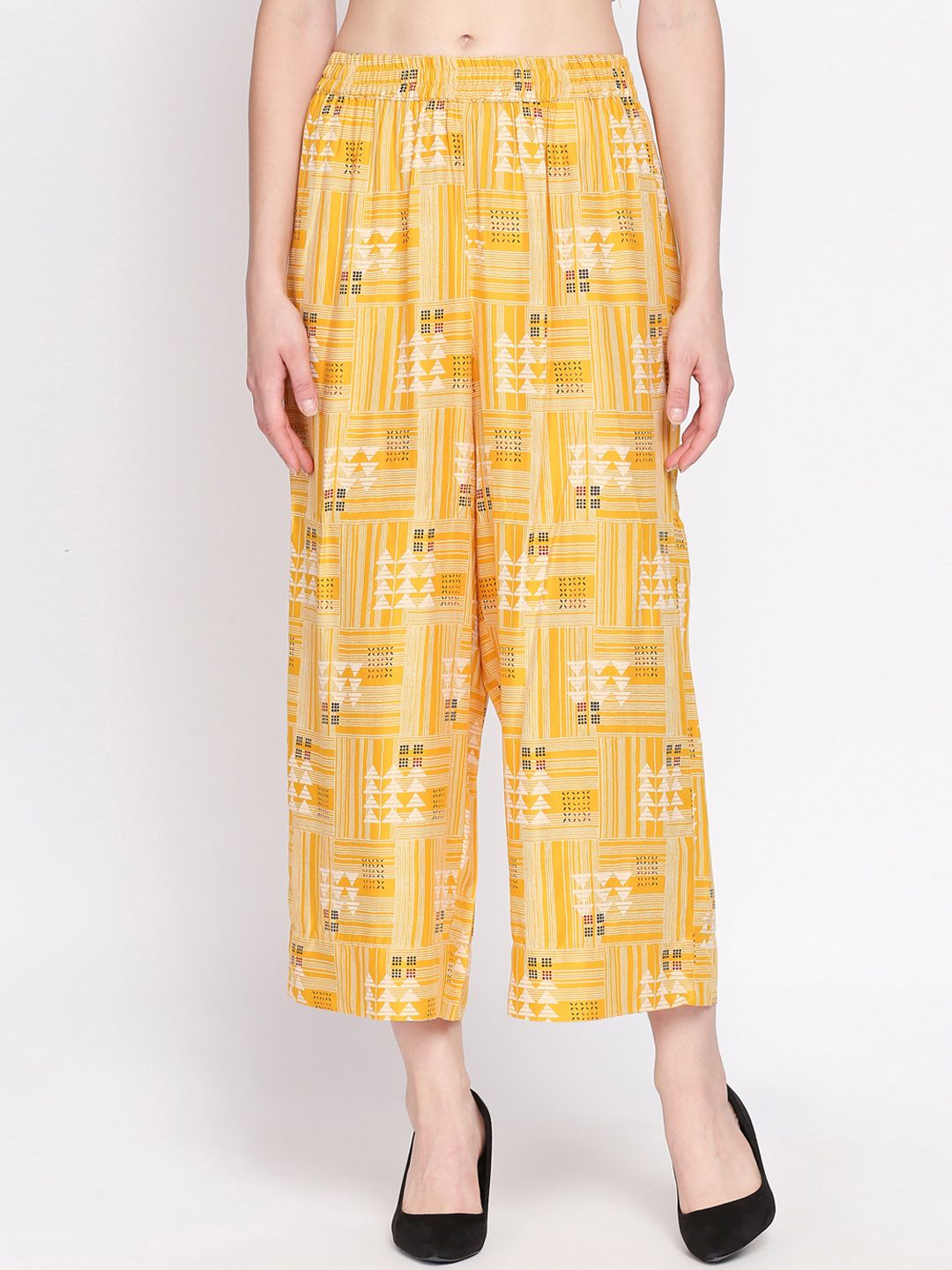 RANGMANCH BY PANTALOONS Women Yellow Regular Fit Printed Culottes Price in India