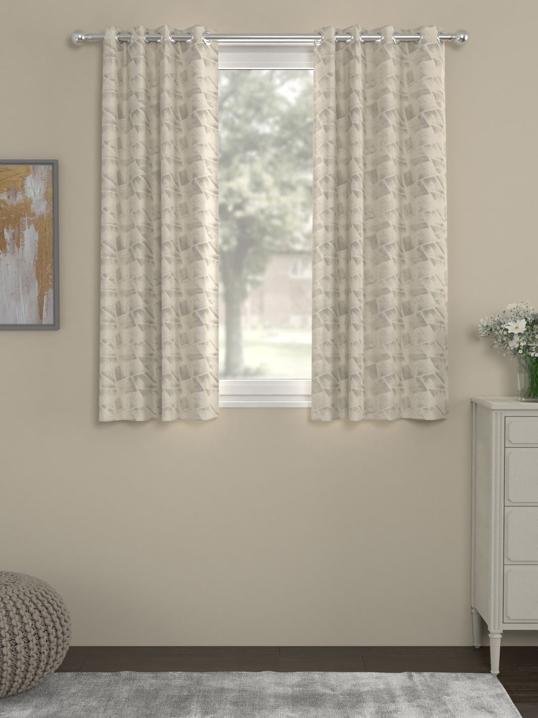 ROSARA HOME Beige Set of 2 Window Curtains Price in India