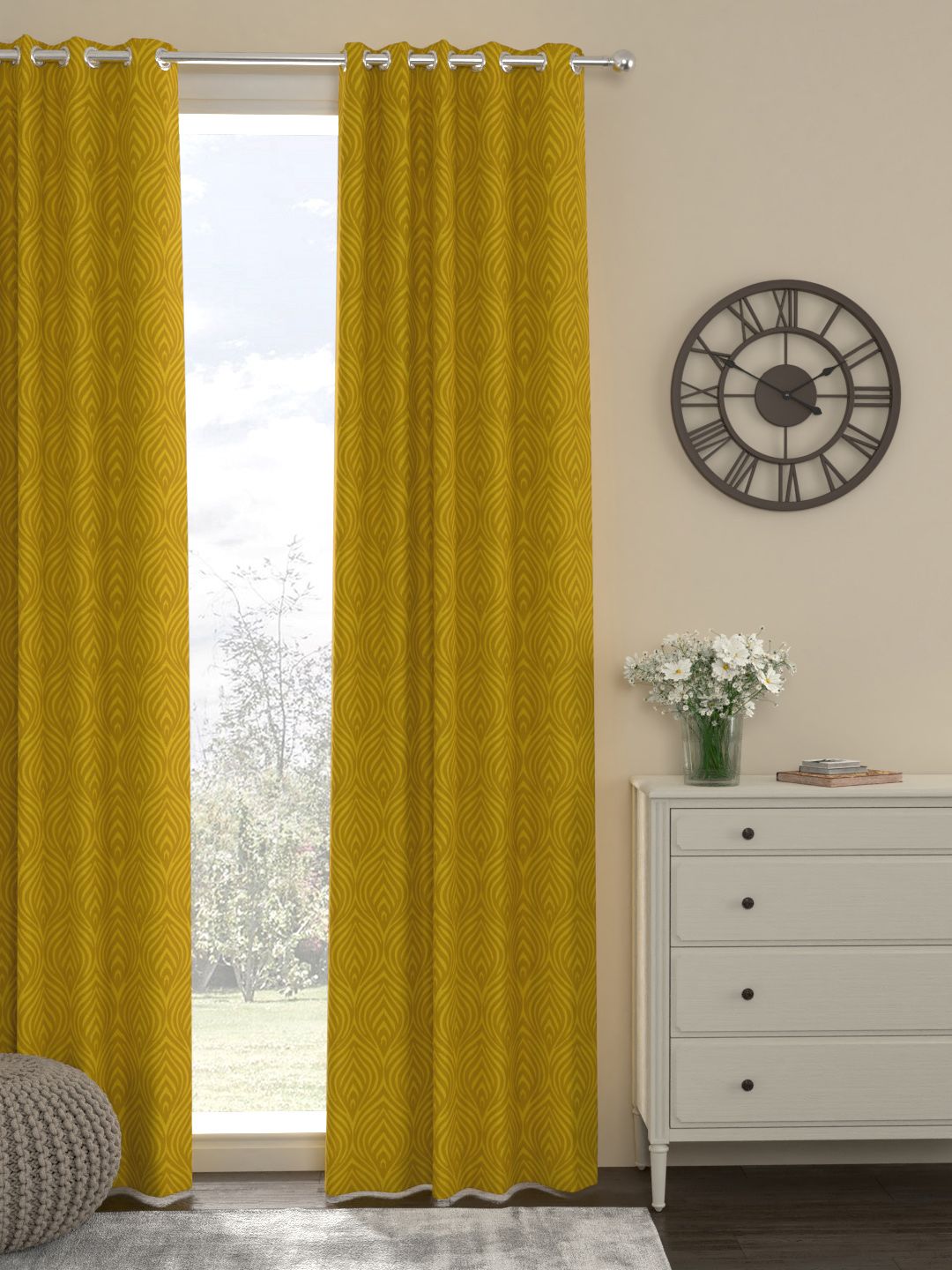 ROSARA HOME Mustard Yellow Single Door Curtain Price in India