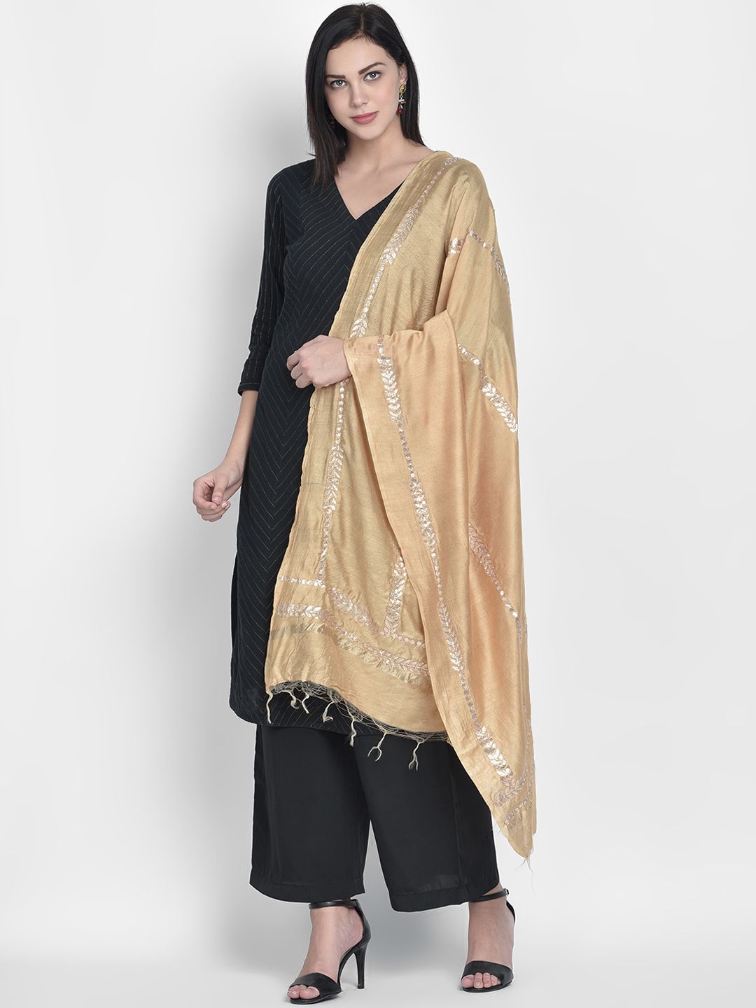 Dupatta Bazaar Gold-Toned Embroidered Dupatta Price in India