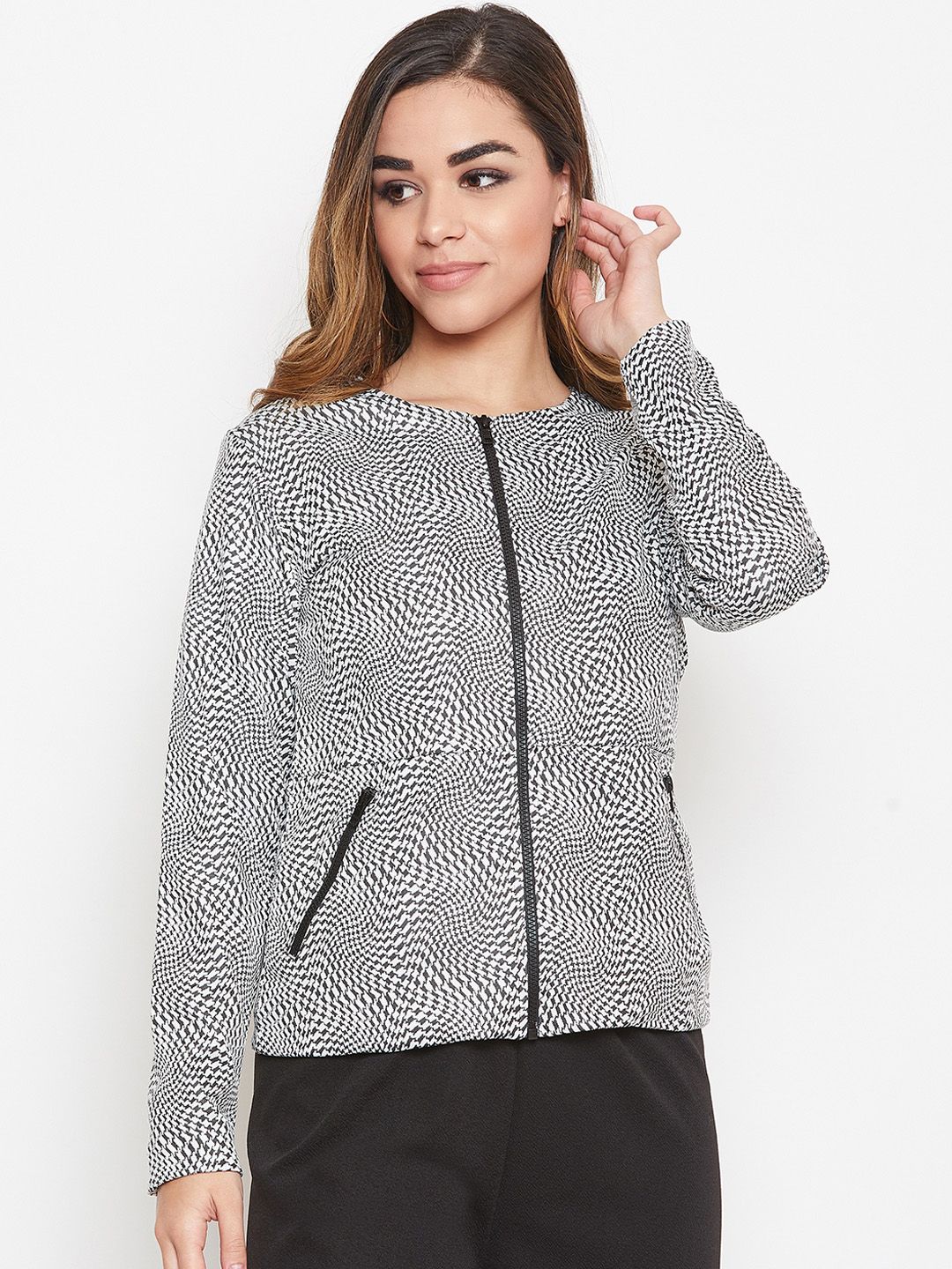 armure Women Grey Printed Lightweight Tailored Jacket Price in India