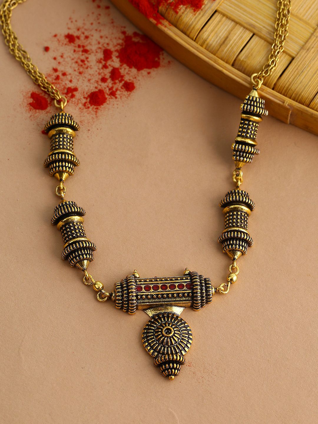 Voylla Gold-Plated Oxidised Tribal Necklace Price in India