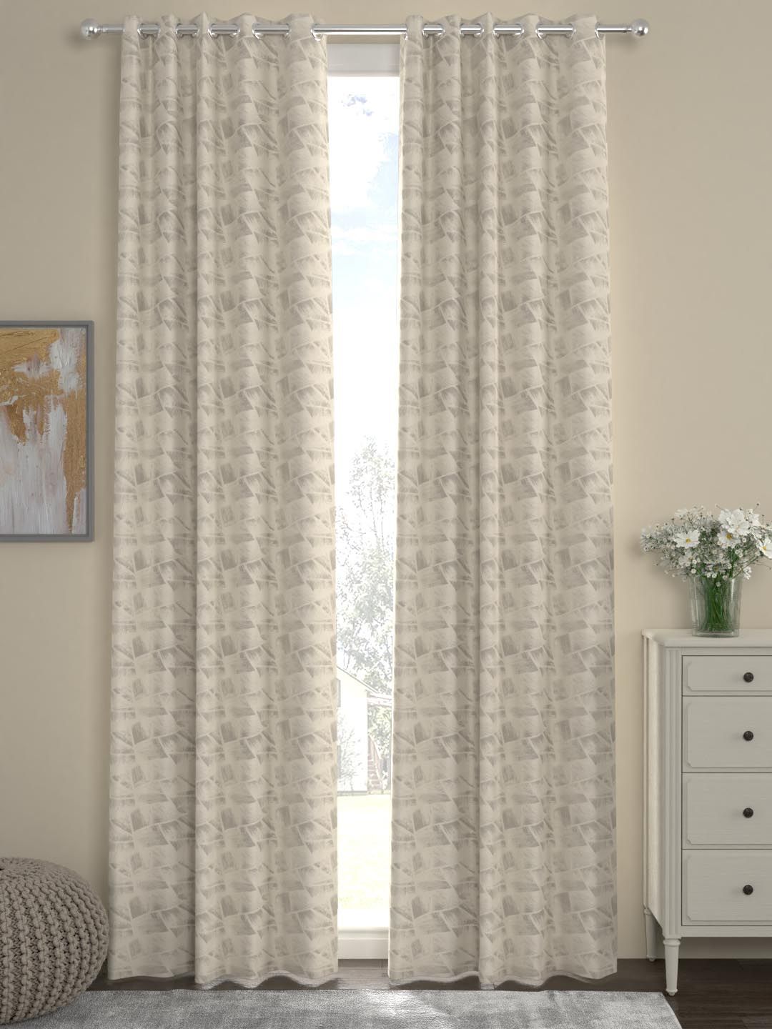 ROSARA HOME Beige Printed Single Door Curtain Price in India