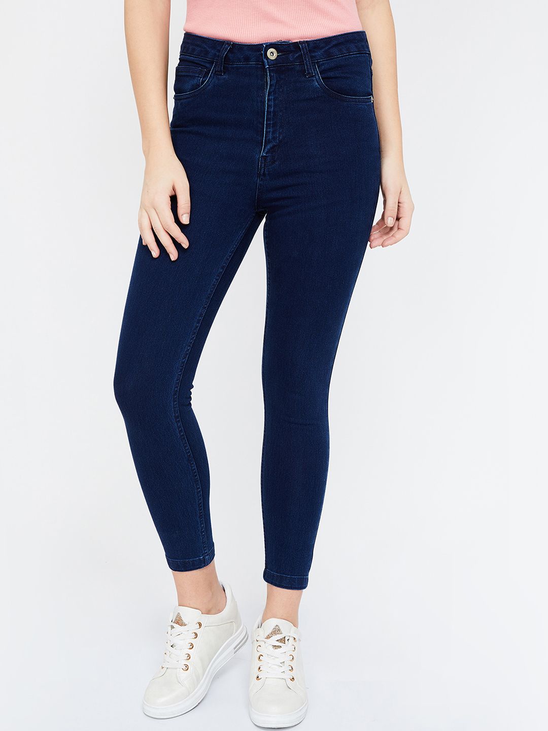 Ginger by Lifestyle Women Navy Blue Slim Fit Mid-Rise Clean Look Jeans Price in India