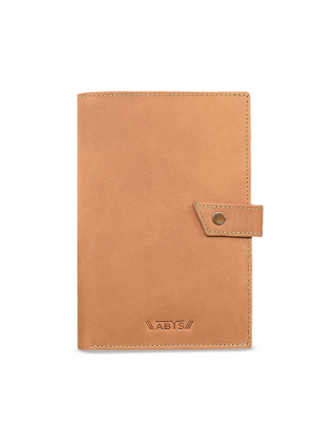 ABYS Unisex Tan Brown Solid Leather Passport Holder Price in India