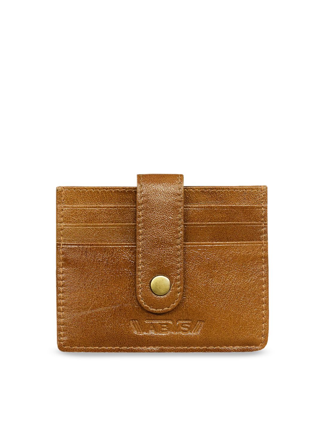 ABYS Unisex Tan Brown Solid Leather Card Holder Price in India
