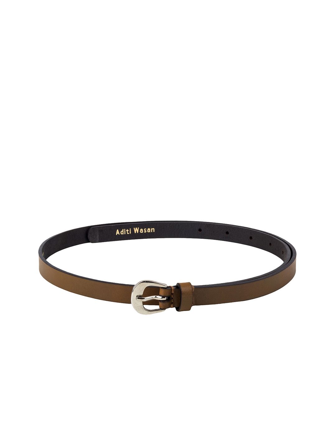 Aditi Wasan Women Tan Brown Solid Leather Belt Price in India