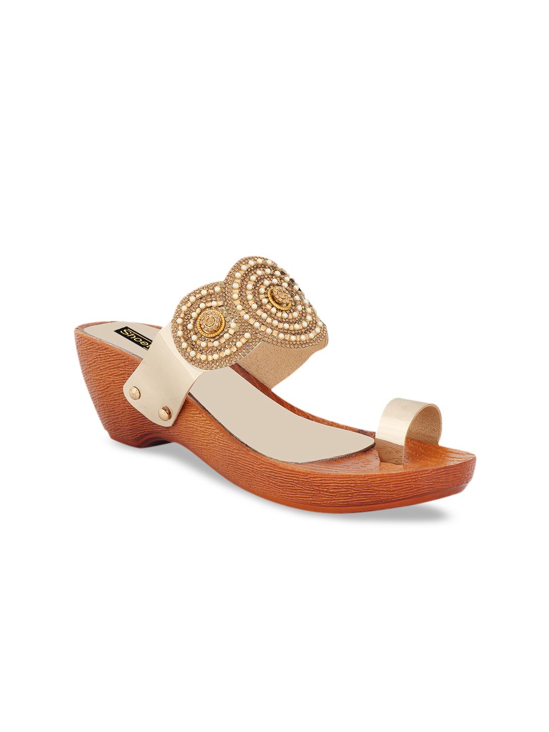 Shoetopia Women Beige Textured Sandals Price in India