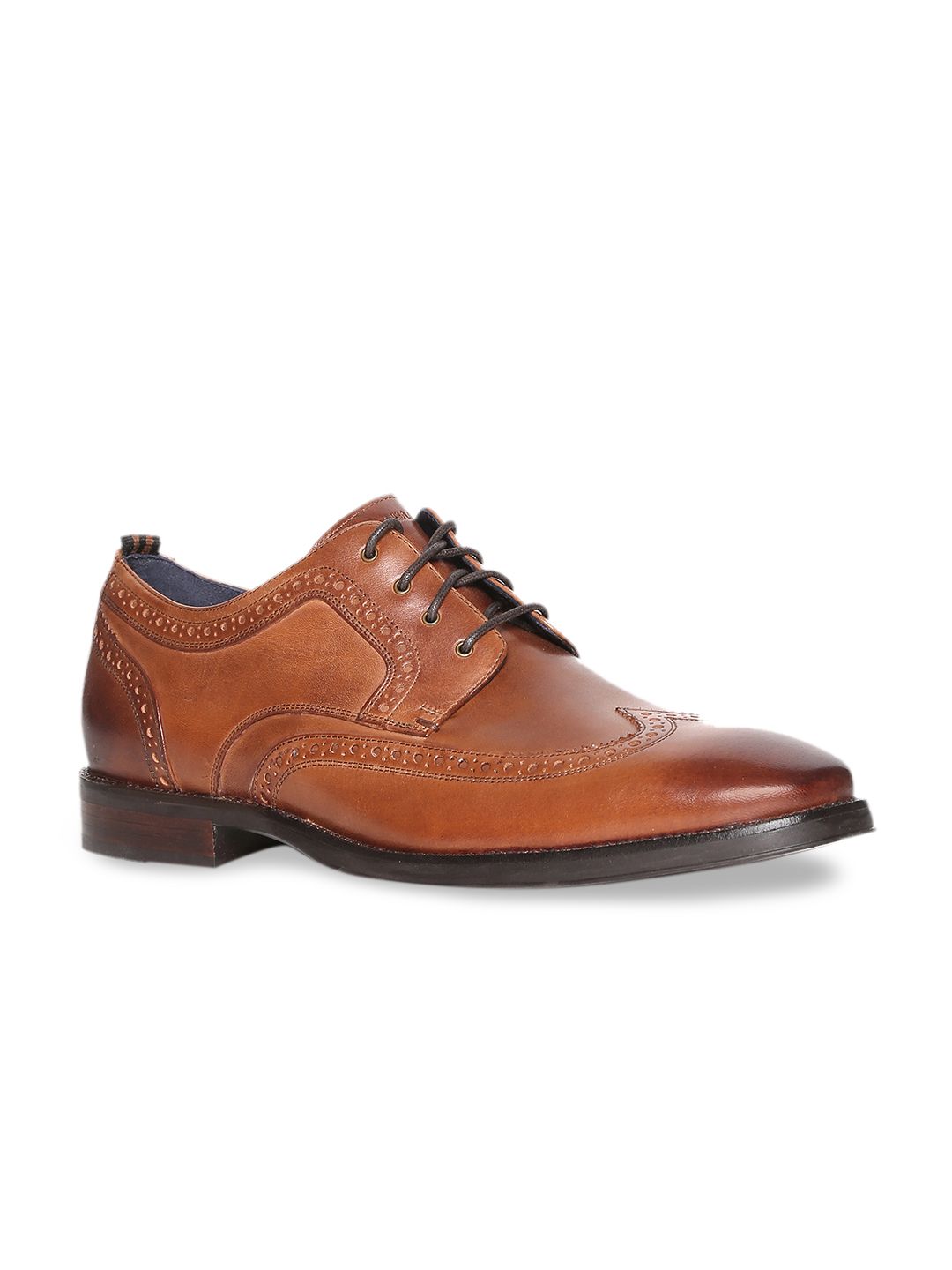 Cole Haan Men Tan Brown Formal Leather Brogues