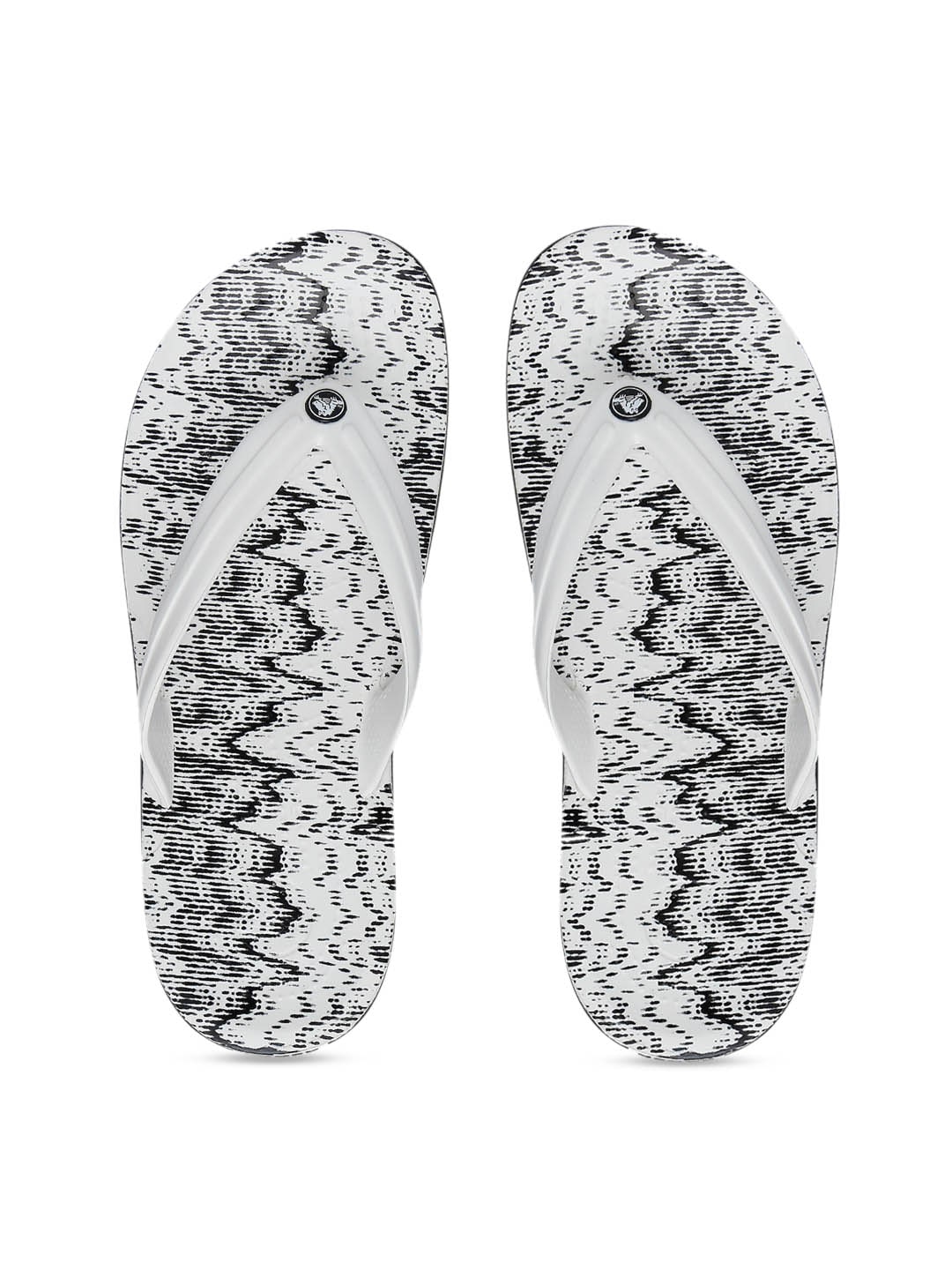 Crocs Crocband  Women White  Black Printed Thong Flip-Flops Price in India