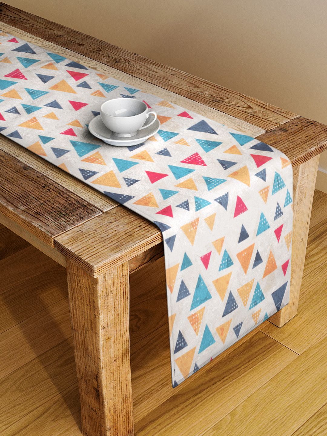 Alina decor Off White & Blue Digital Printed Table Runner Price in India