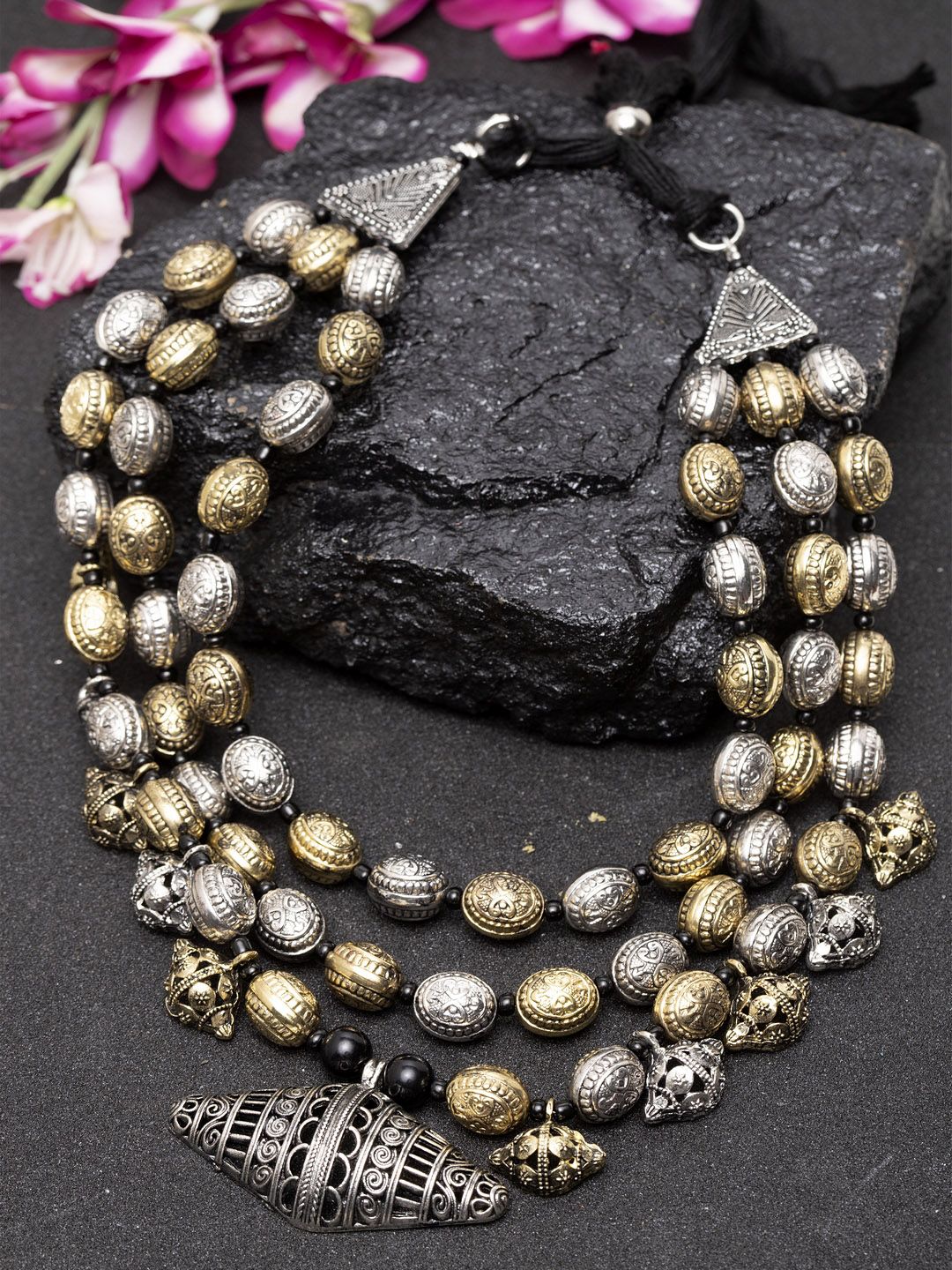 Moedbuille German Silver-Plated & Gold-Toned Handcrafted Tribal Necklace Price in India