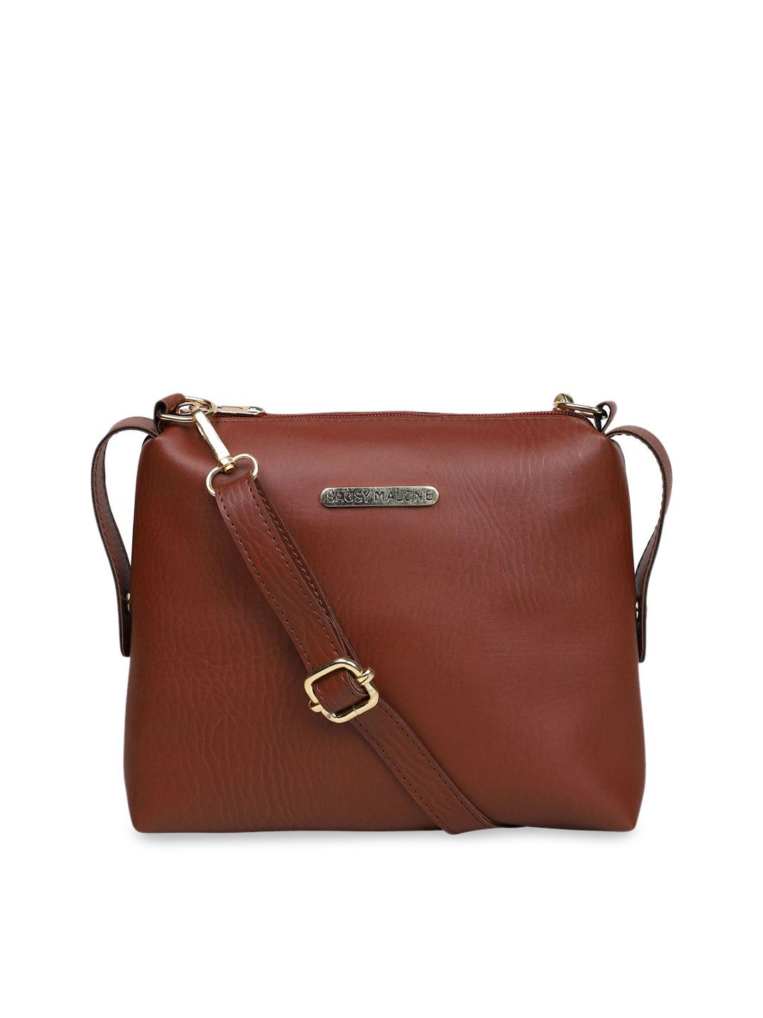 Bagsy Malone Brown Solid Sling Bag Price in India