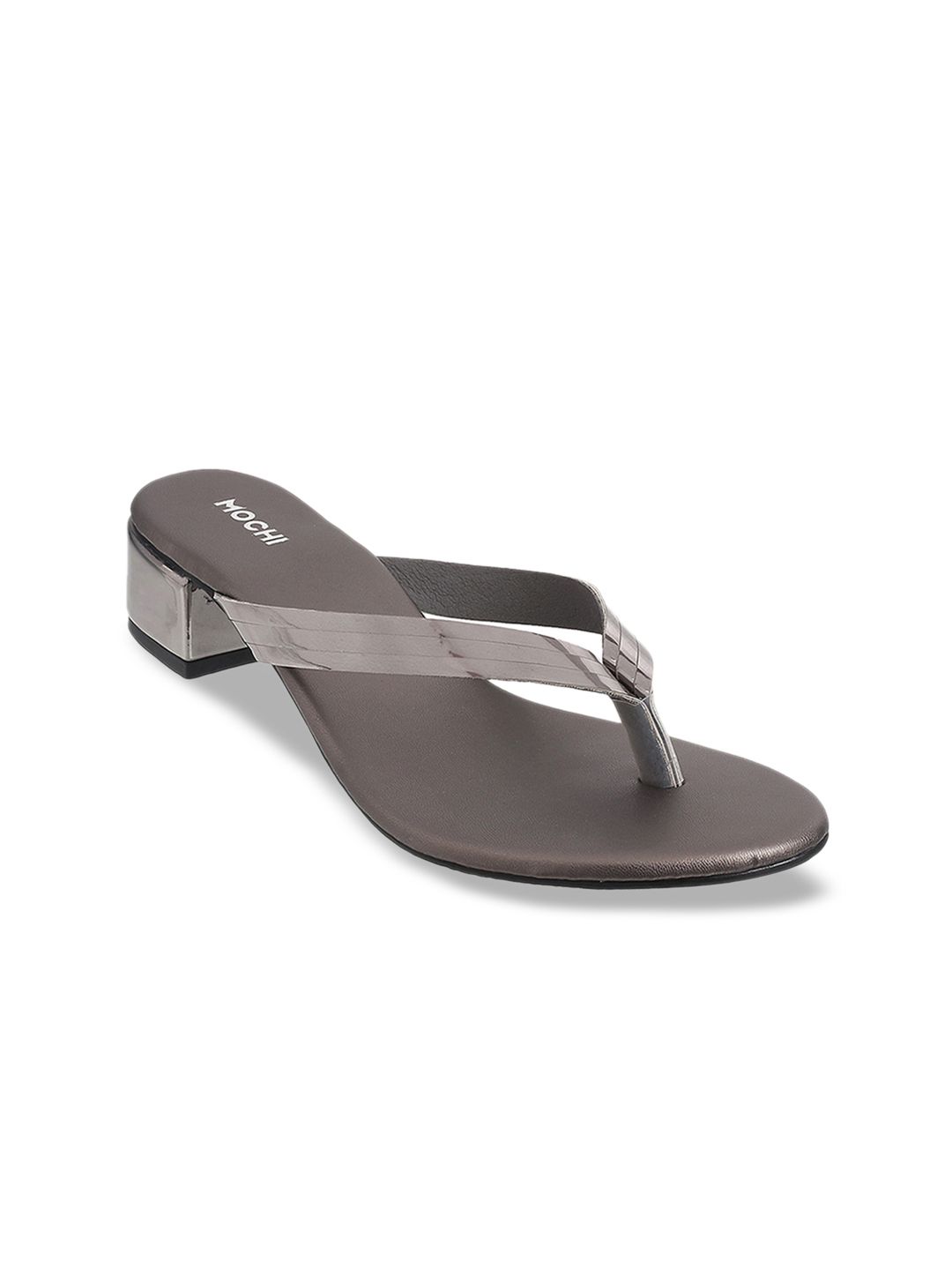 Mochi Women Gun Metal Grey Solid Sandals Price in India