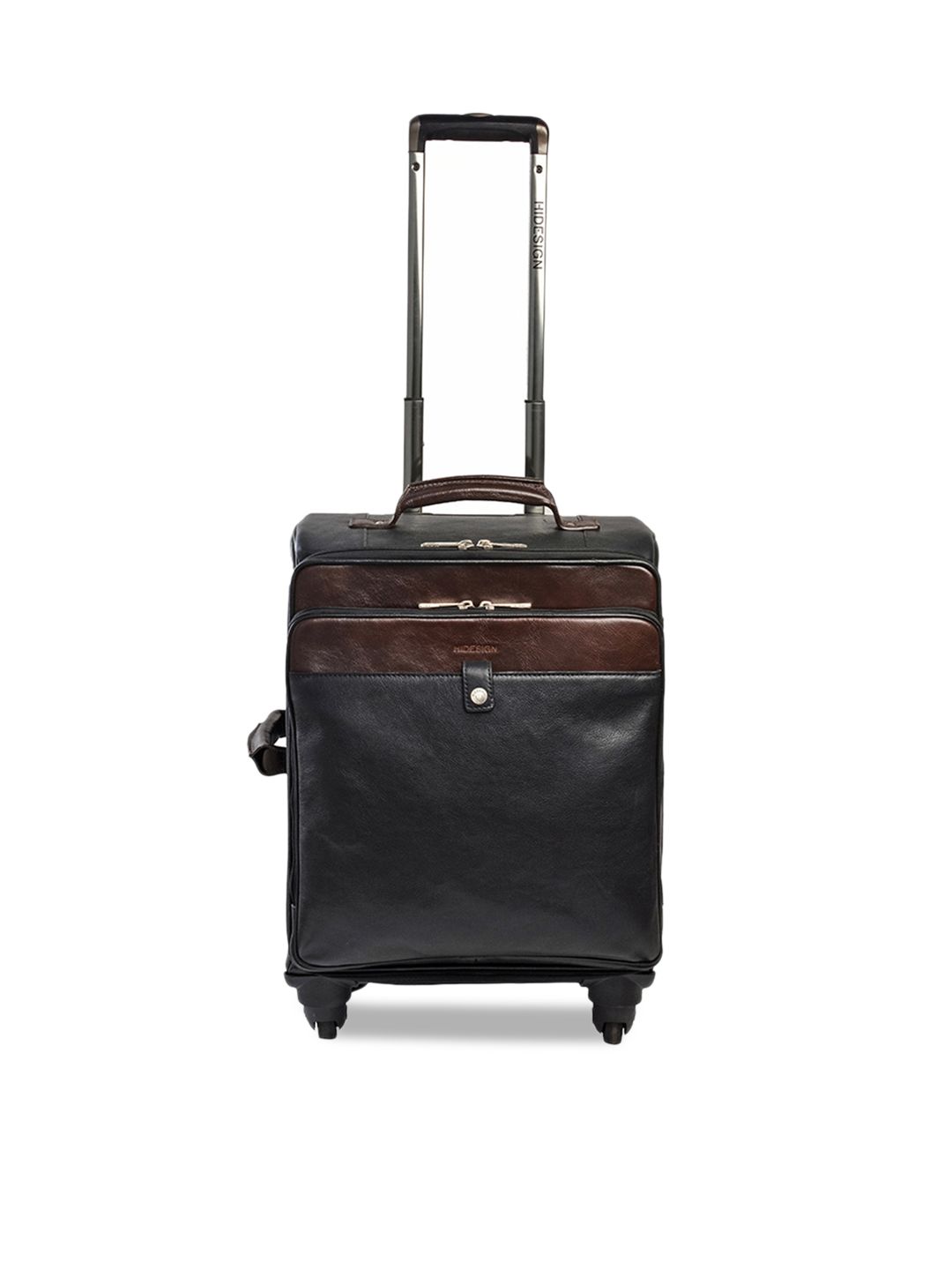 Hidesign Black Solid Sundown 01 Melbourne Khyber Medium Leather Trolley Suitcase Price in India