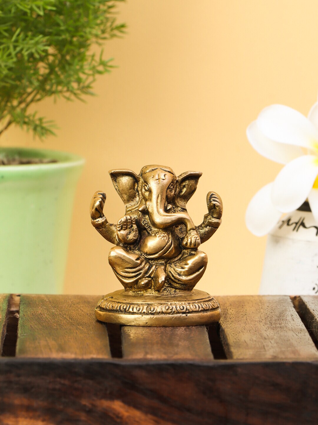Imli Street Gold-Toned Brass Ganesha Idol Price in India