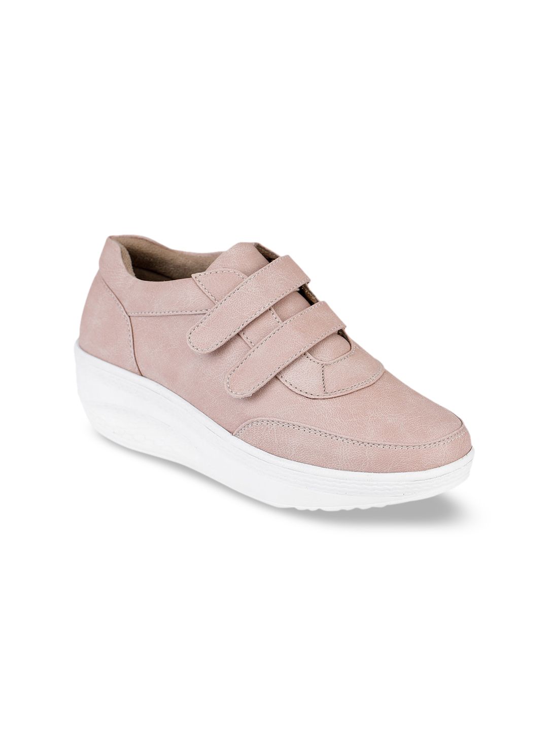 VALIOSAA Women Old Rose Pink Solid Slip-On Sneakers