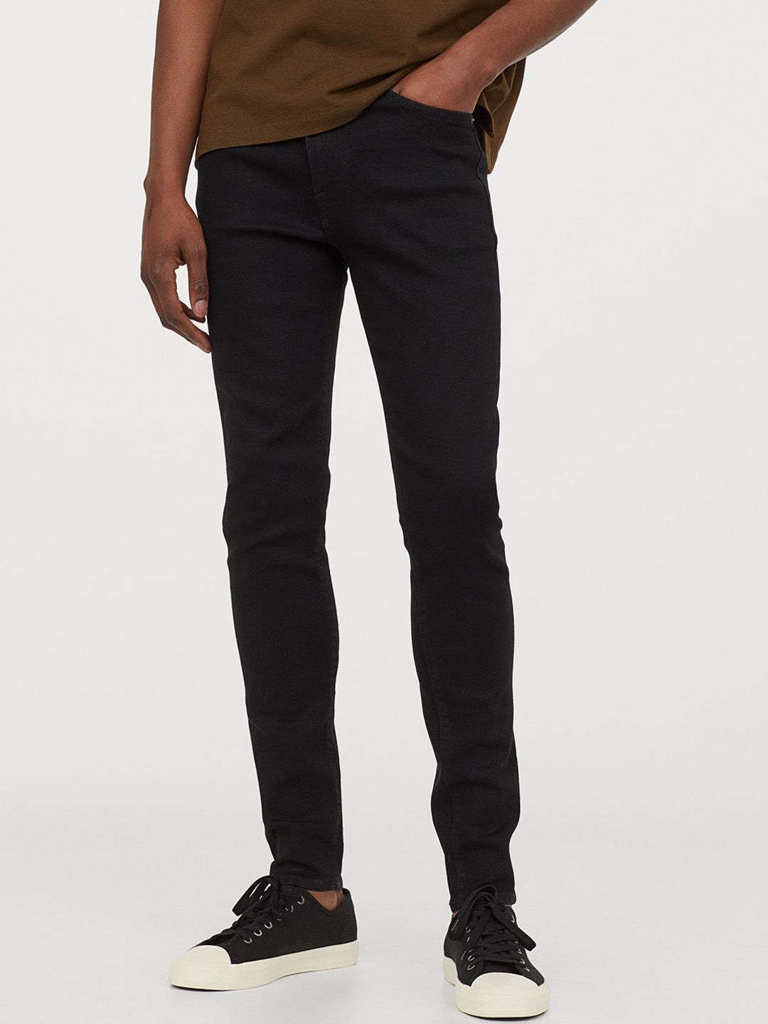 H&M Men Black Solid Skinny Jeans