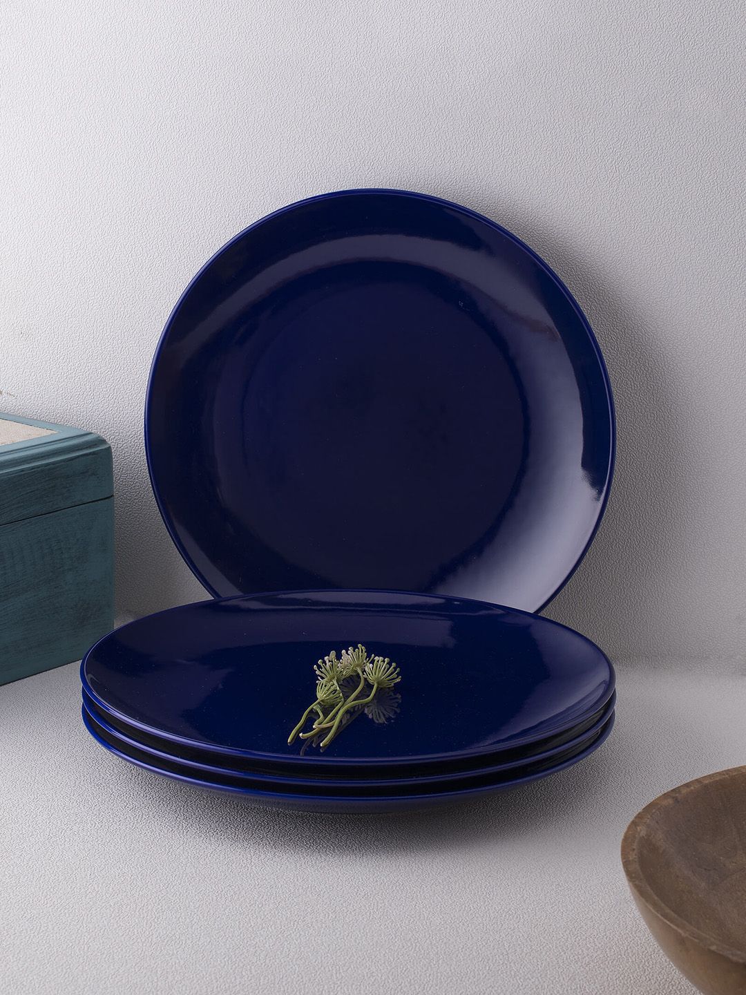 Ariane Set of 4 Blue Porcelain Dinner Plates Price in India