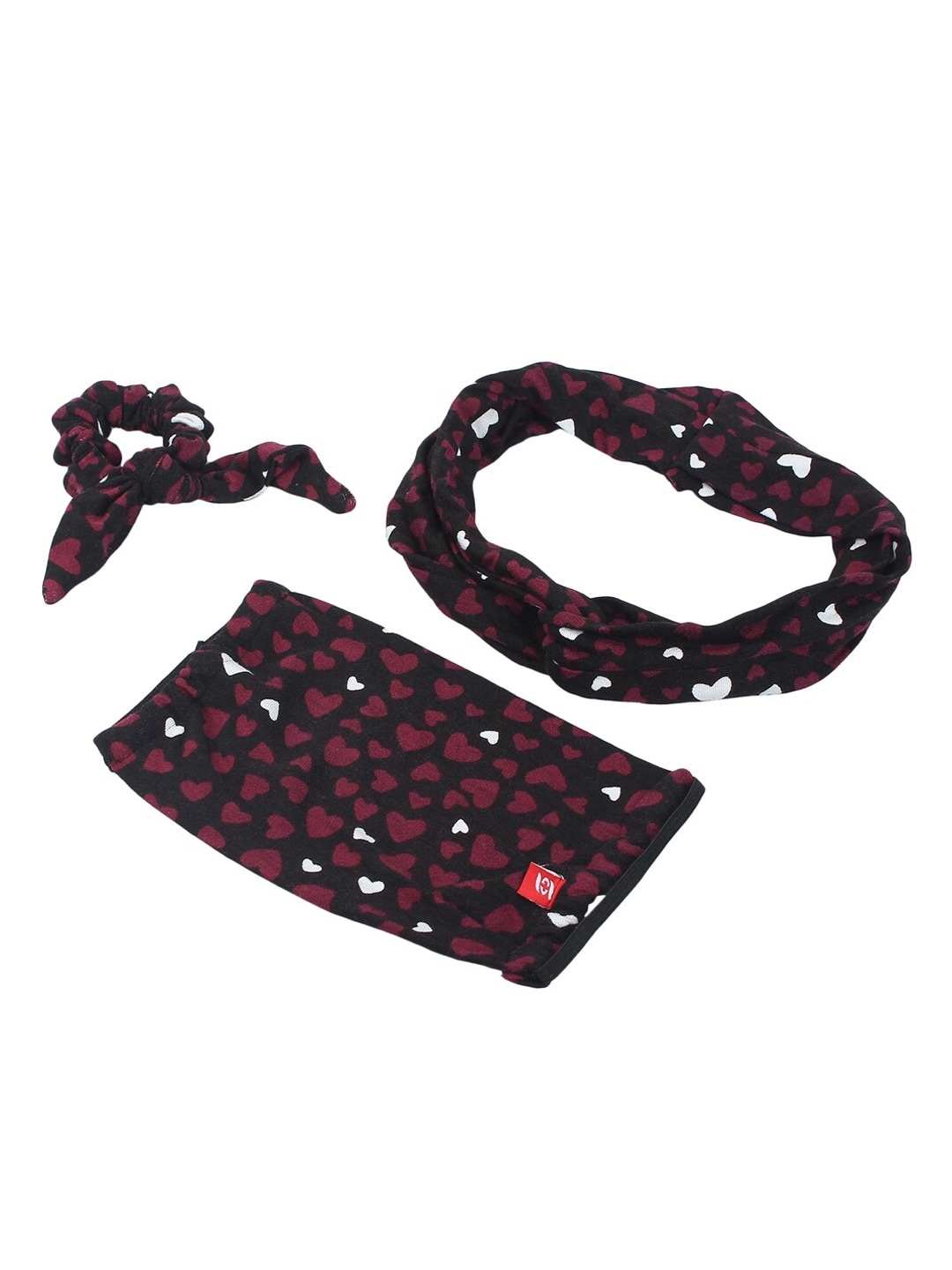 Swiss Design Women Maroon Printed 2-Ply Reusable Mask with Headband Price in India