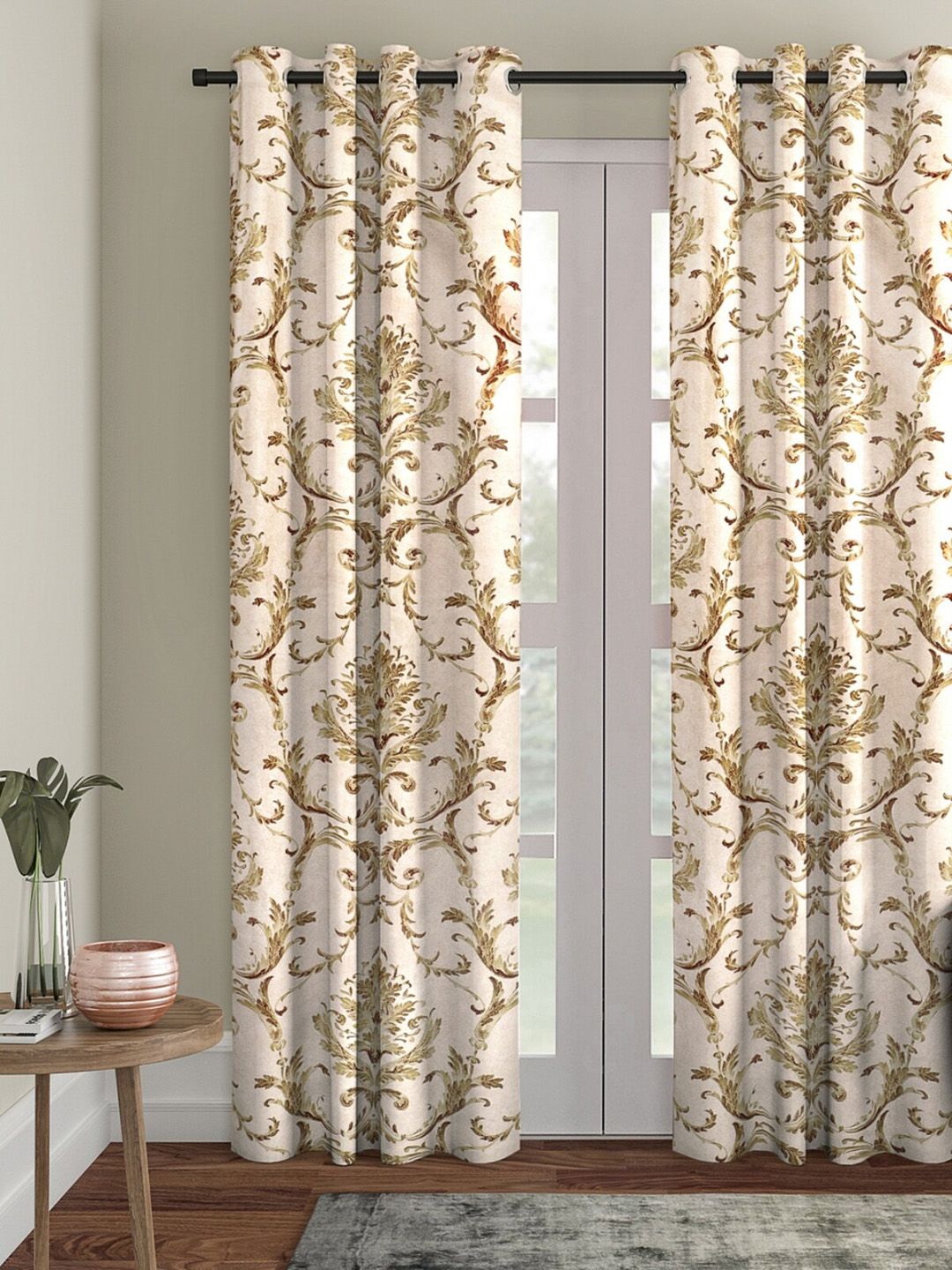 ROMEE Beige Room Darkening Velvet Door Curtain Price in India