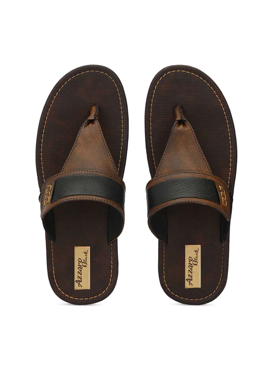 Azzaro Black Men Brown Sandals