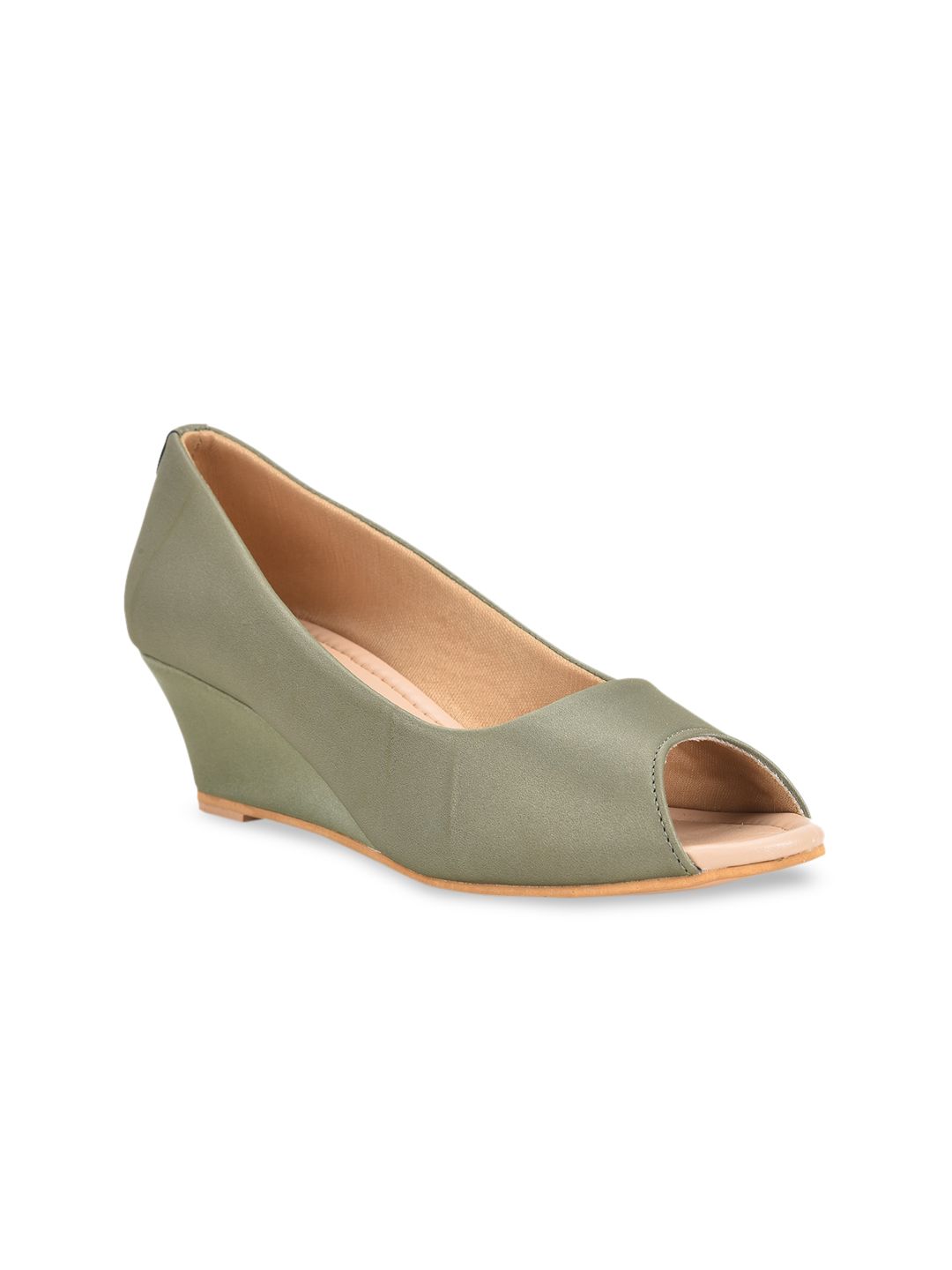 SALARIO Women Olive Green Solid Peep Toes Price in India