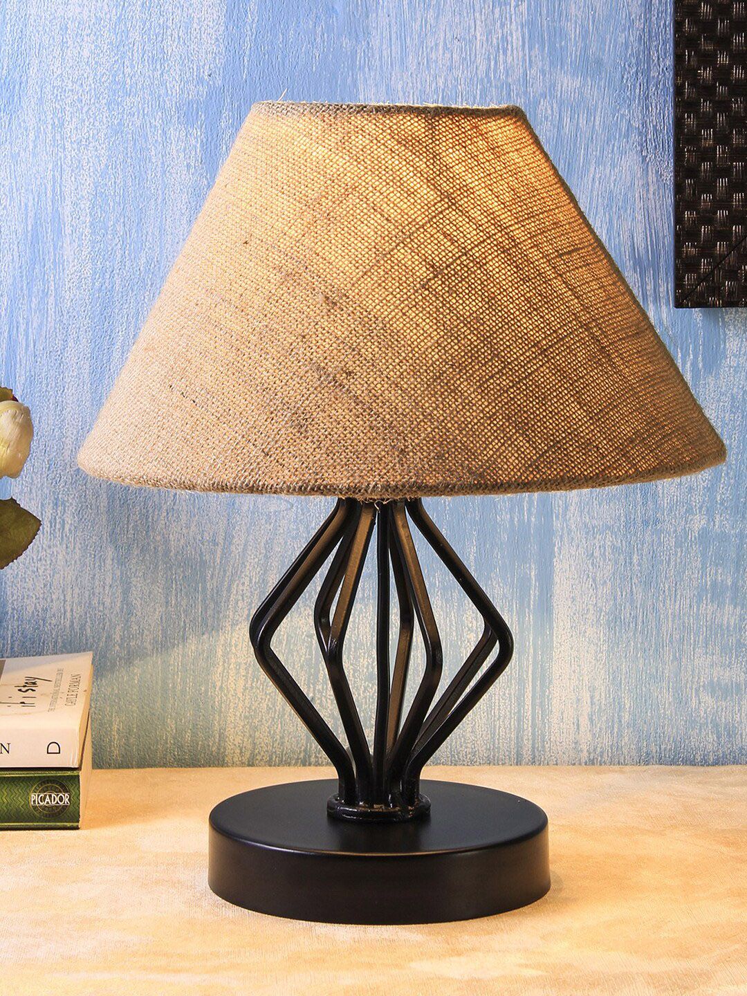 Devansh Beige Solid Frustum Table Lamp