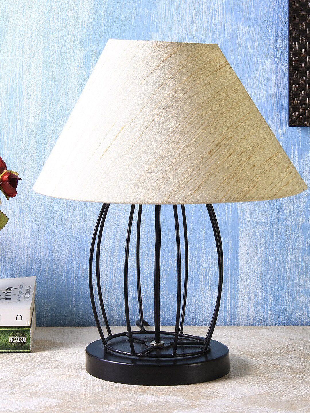Devansh Cream-Coloured Solid Traditional Frustum Table Lamp Price in India