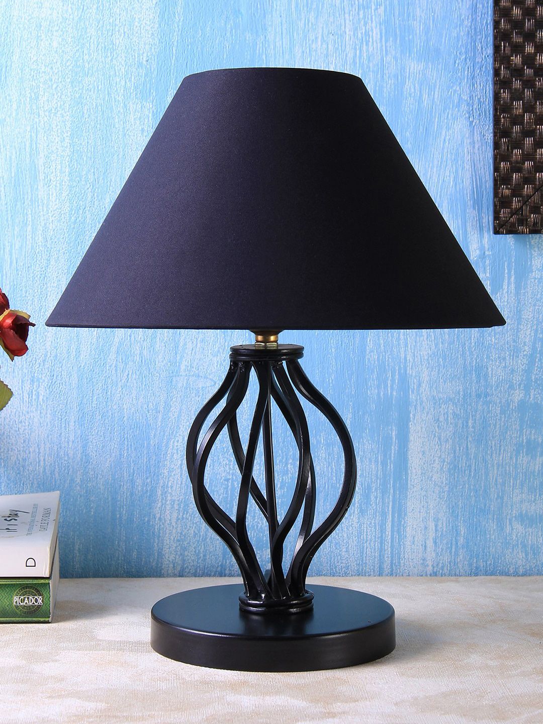 Devansh Black Solid Traditional Frustum Table Lamp Price in India