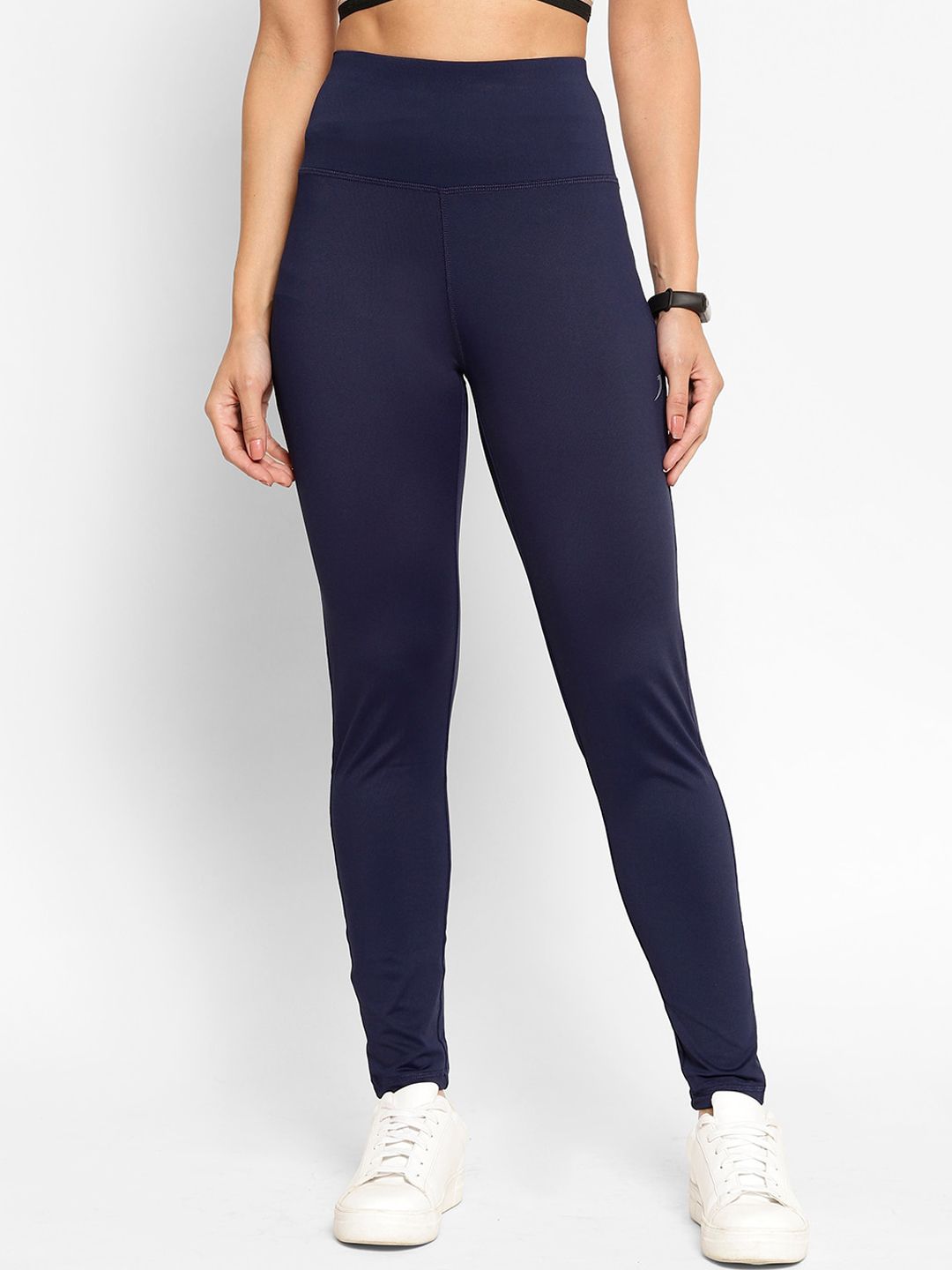 SAPPER Women Navy Blue Solid Slim-Fit Track Pants Price in India