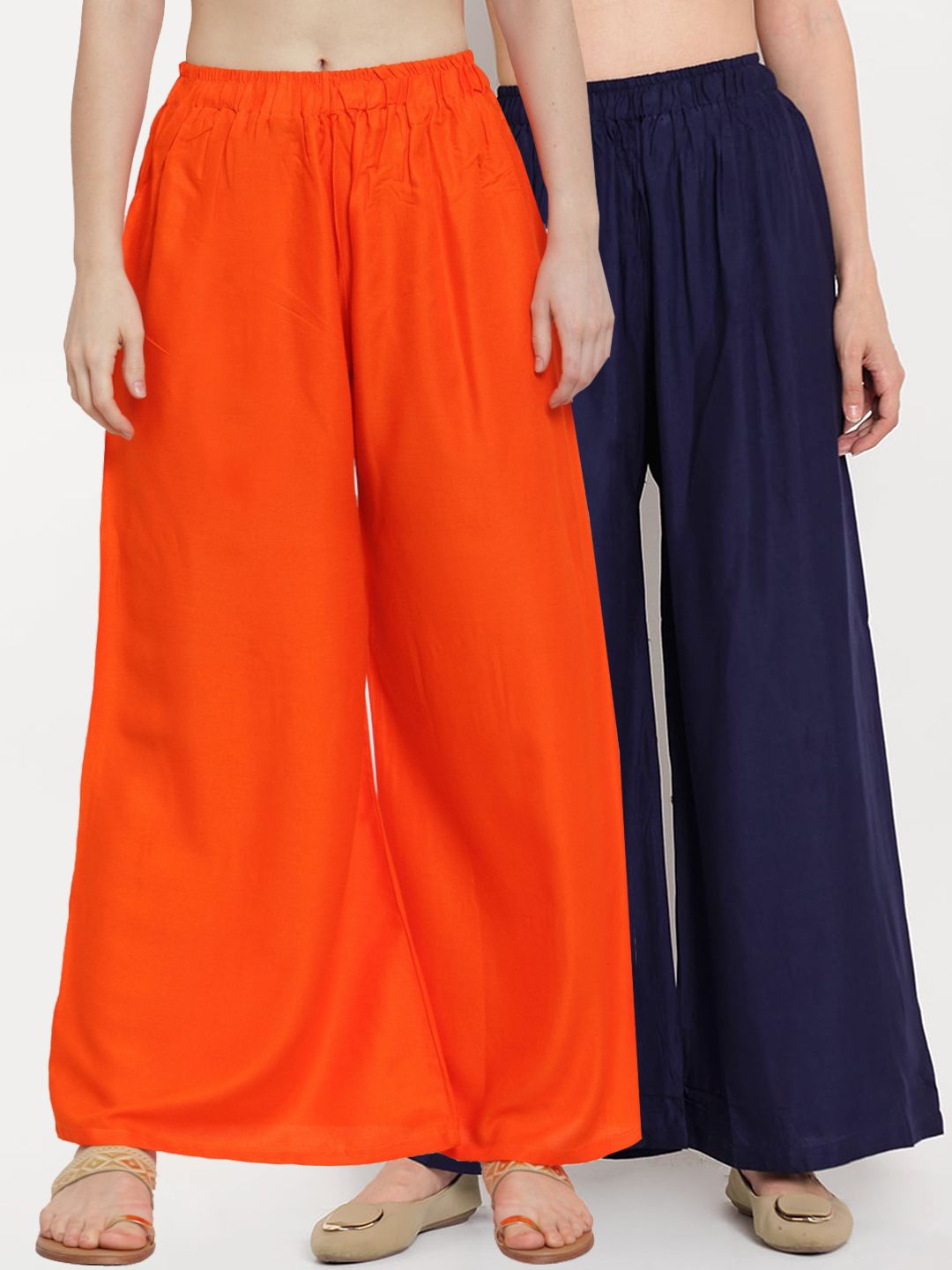 TAG 7 Women Pack of 2 Solid Flared Palazzos Price in India